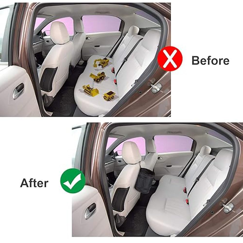 2 Pcs Car Trash Can, Portable Garbage Bin for Car, Collapsible Waterproof Waste Basket, Leak Proof Rubbish Bin for Travel, Office, Camping, Vehicle Trash Can One Large and One Small Size image number 6