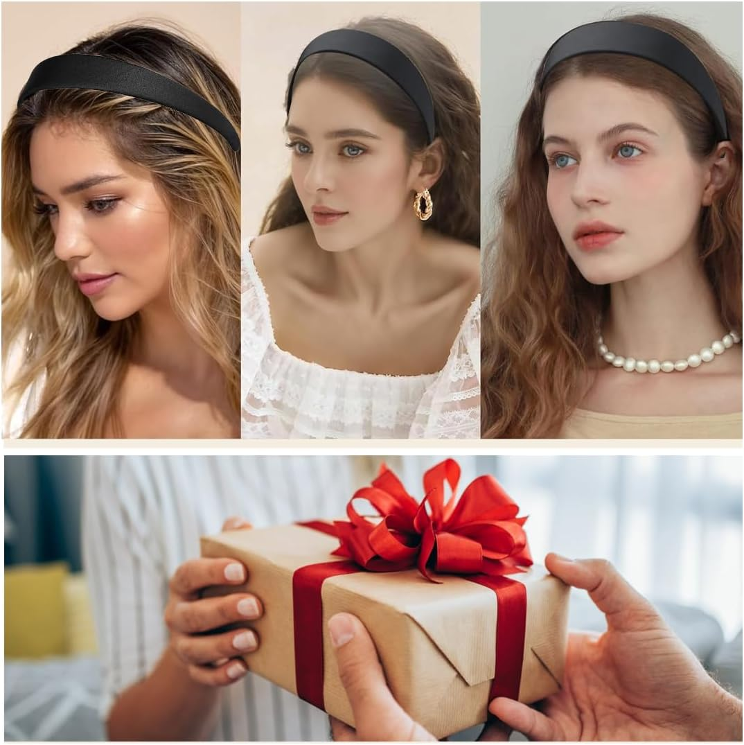VAEIORP Pack of 3 Satin Hair Bands for Women and Girls, Satin Hair Bands for Women image number 4