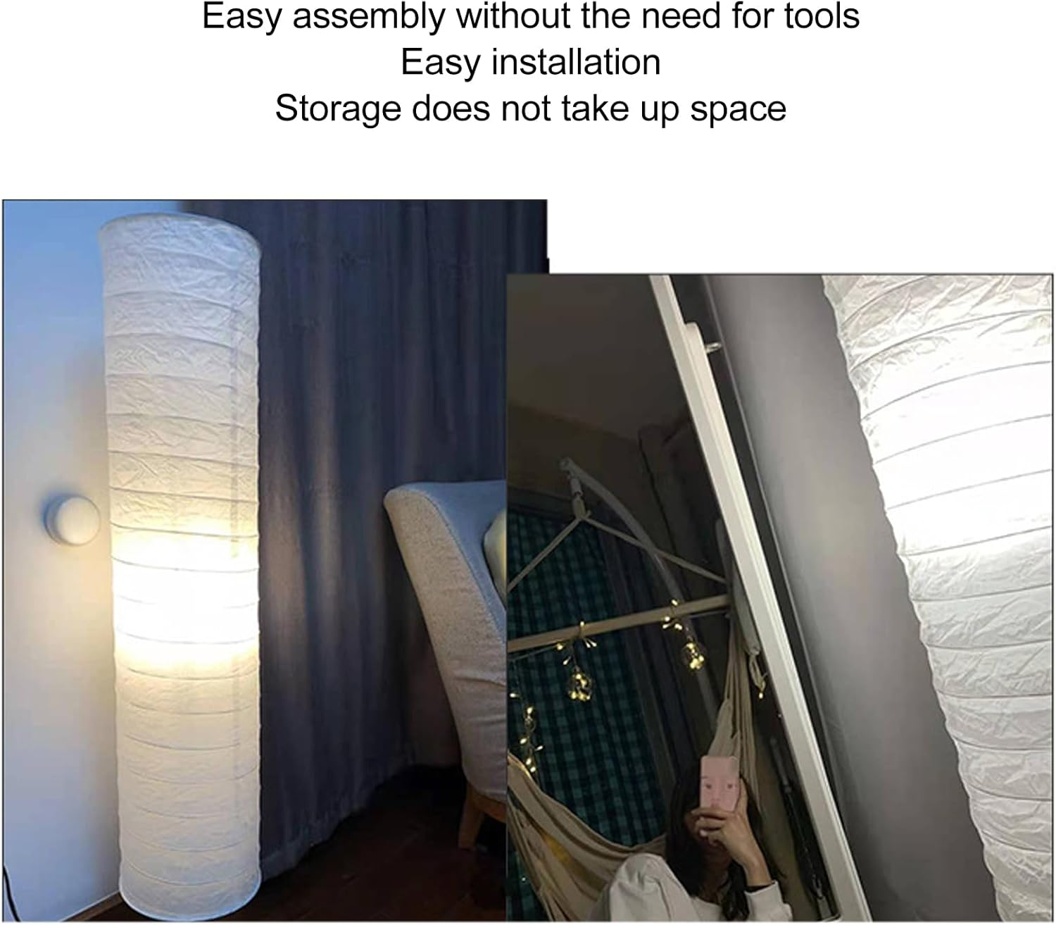 Pwshymi Rice Paper Floor Lampshade, 94 Cm, Modern Lampshade for Living Room, Bedroom, Office with Easy Assembly image number 1