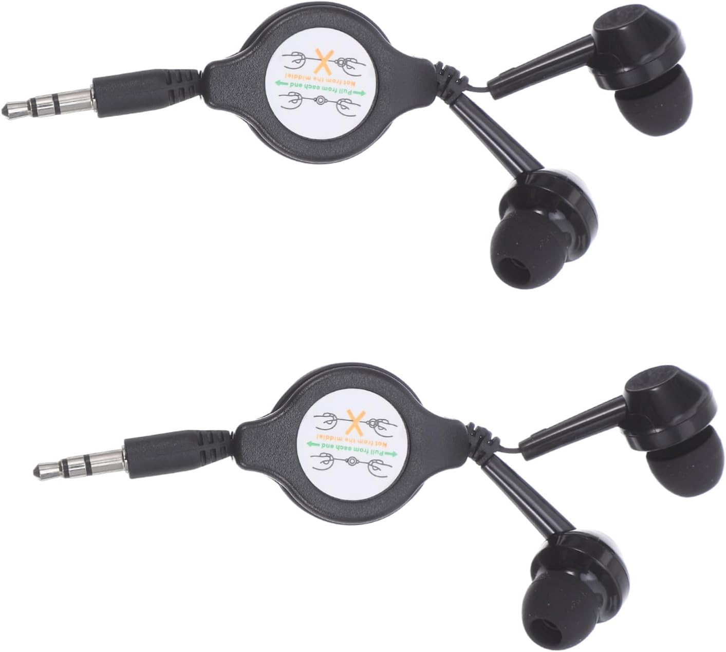 Yardenfun 2Pcs Retractable Wired Earbuds Double Retractable Design Ergonomic In-Ear Headphones Stable Fit Comfortable for Students Sports Travel Daily Use High-Fidelity Sound