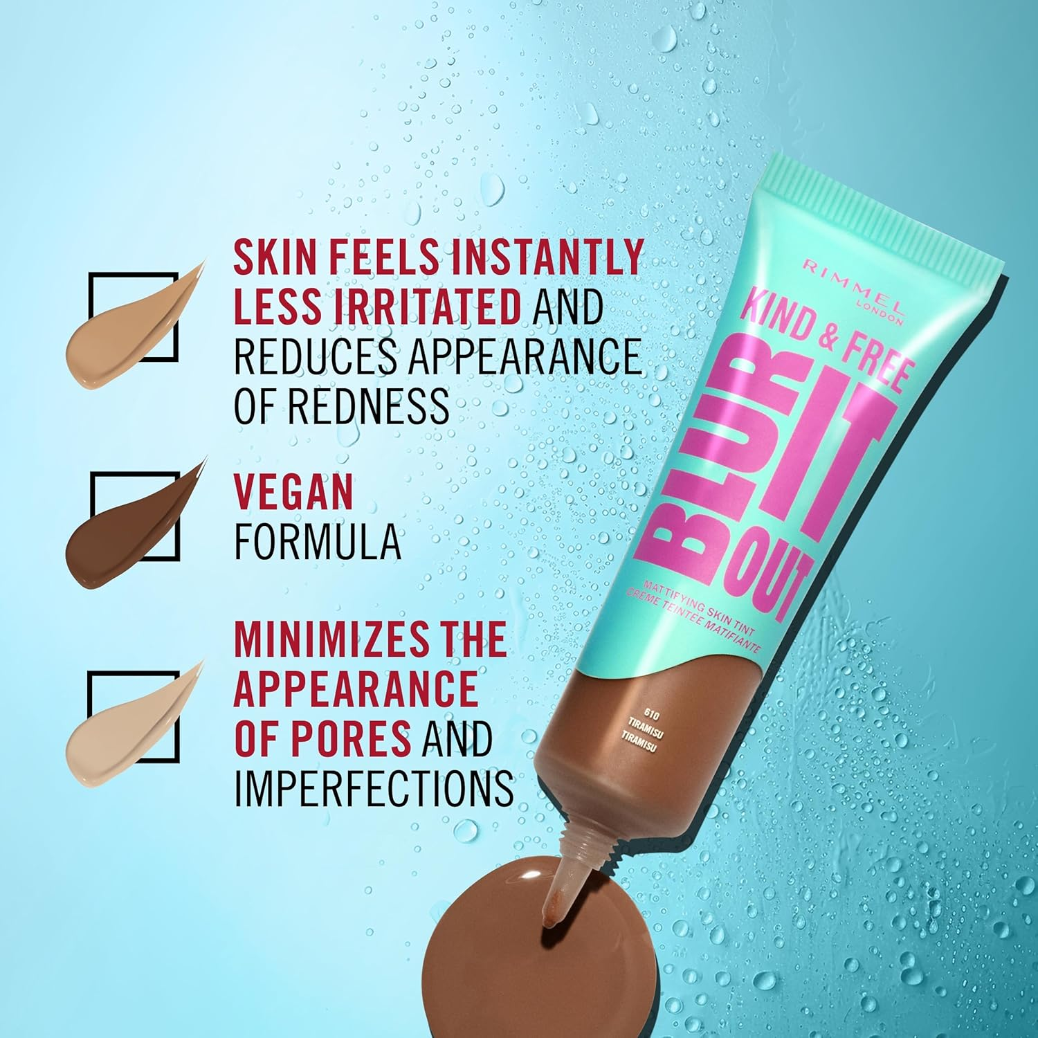 Rimmel London Kind & Free BLUR IT OUT Mattifying Skin Tint, 210, Golden Beige, 30Ml image number 1