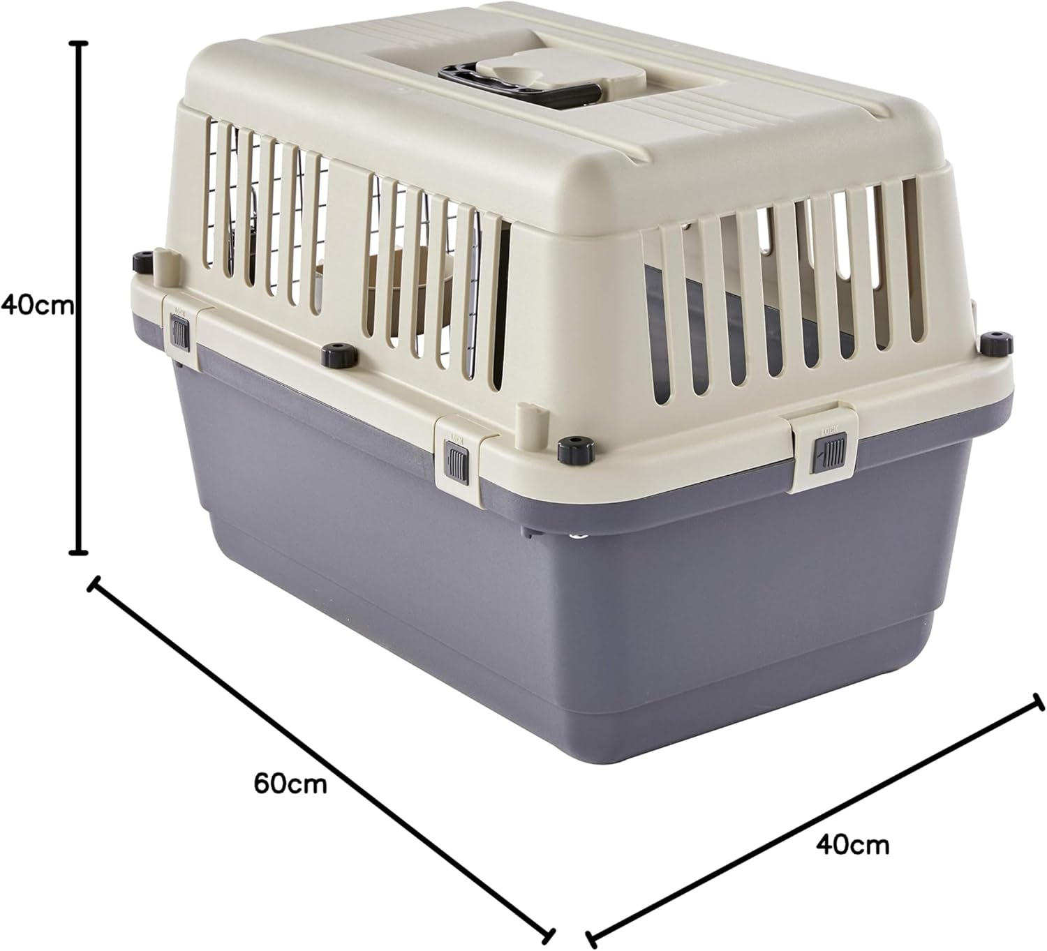 Playmate Air Traveller Small Dog Pet Carrier, White & Grey, 60 X 40 X 40Cm, Safe Air Travel, Car Trips, Vet Visits, Small Dog Breeds