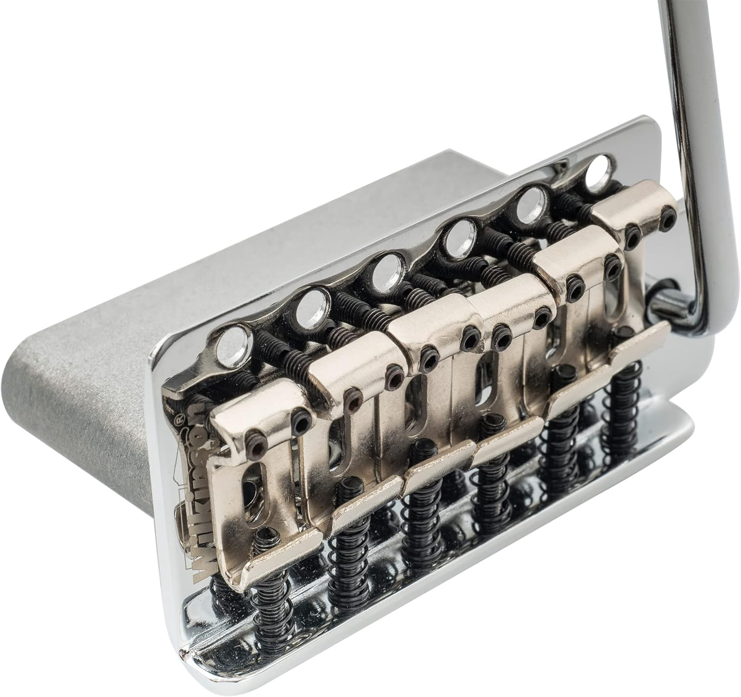 Wilkinson 52.5Mm(2-1/16 Inch) Vintage Style Full Block ST Guitar Tremolo Bridge Pop-In Arm 6 Screws for Squier/Mexico Fender Strat, Chrome image number 4