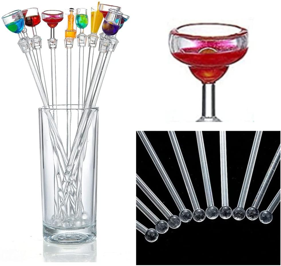 10 Pcs Cocktail Mixing Spoon,23 Cm Swizzle Sticks Colorful Clear Beverage Stirrers Drink Stirrer Cocktail Stirrer Clear Shafts Cocktail Drink Stirrers for Bars Cafes Restaurants Home Use image number 4
