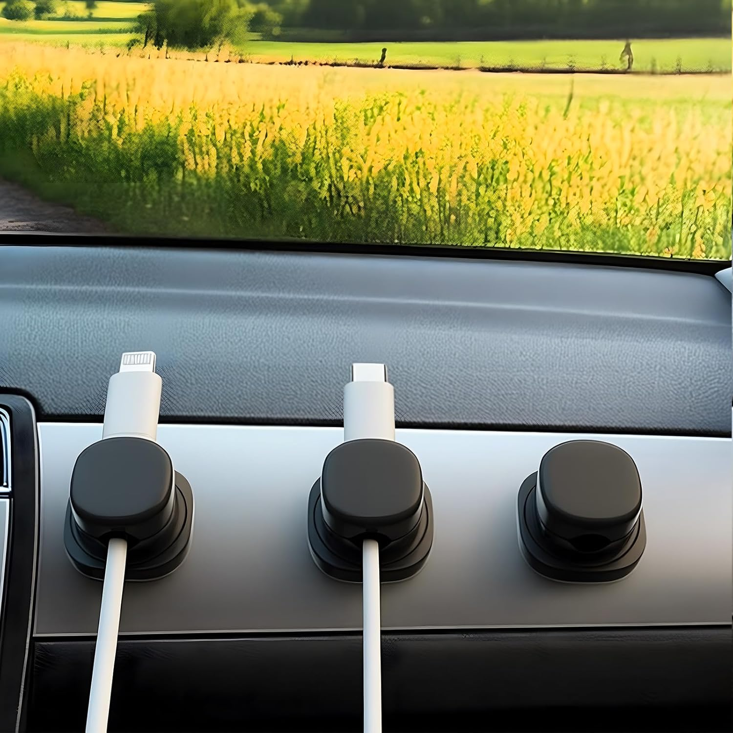 6 Pack Cord Organizer, 1S Lock, Eosxrp Spring Cable Holder Clips with 360&deg; Rotation Adhesive Desk Cables Management Clip Phone PC Car Wire Organizing Keeper for Nightstand Office Wall image number 3