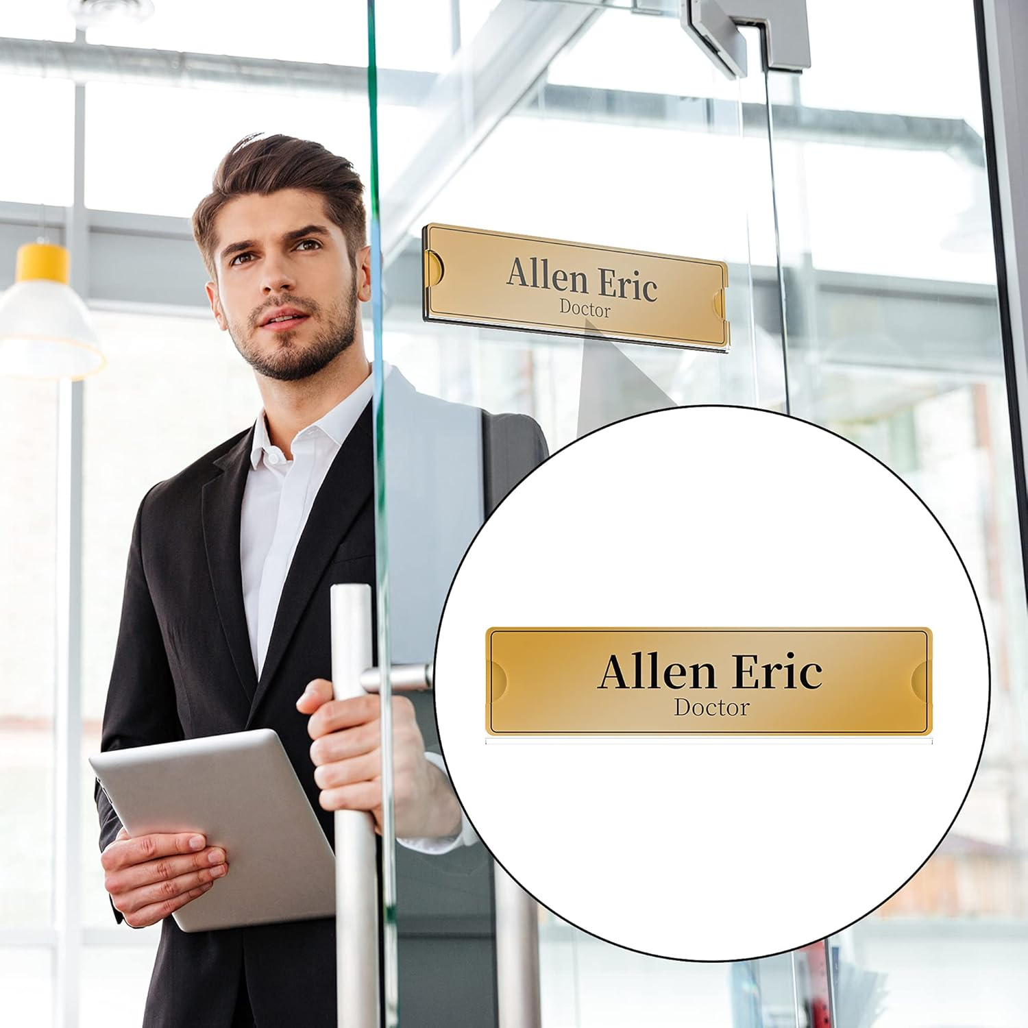 Richboom Acrylic Wall Name Plate Holder, 2X8 Inch, 30 Pack Clear Acrylic Sign Holder Frame with Adhesive Tapes, Door Plates for Home, Office, Classroom image number 5