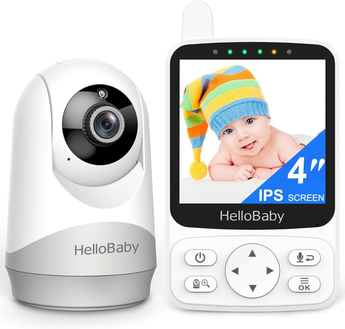 Hellobaby Monitor with 29Hour Battery Life and 4'' IPS Screen, No Wifi, Video Baby Camera Audio 1000Ft Long Rang Auto Night Vision 2 Way Temperature VOX Mode for Pet Eldly White image number 3