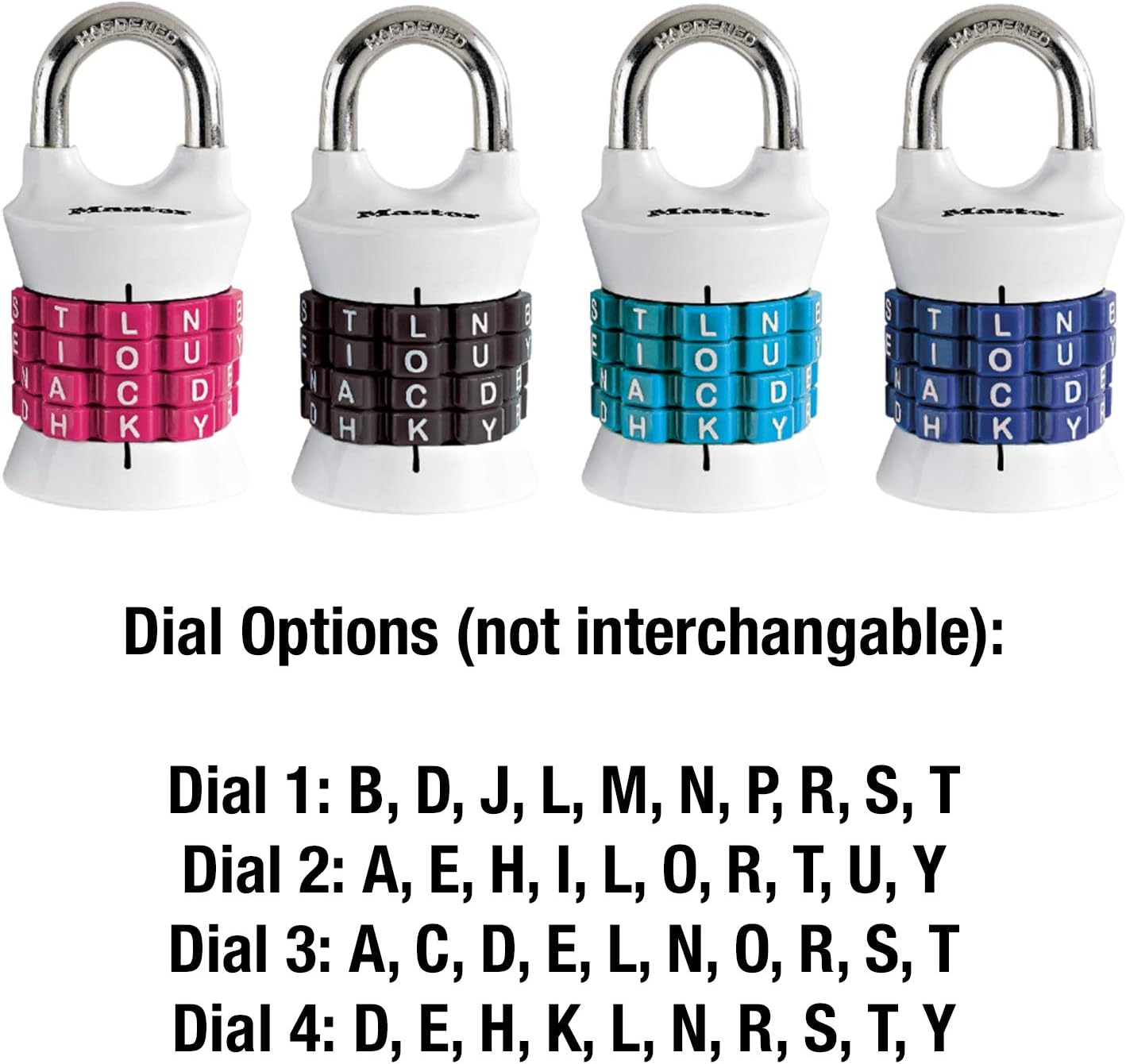 Master Lock Word Combination Lock, Set Your Own Word Lock for Gym and School Lockers, Colors May Vary, 1535DWD image number 3