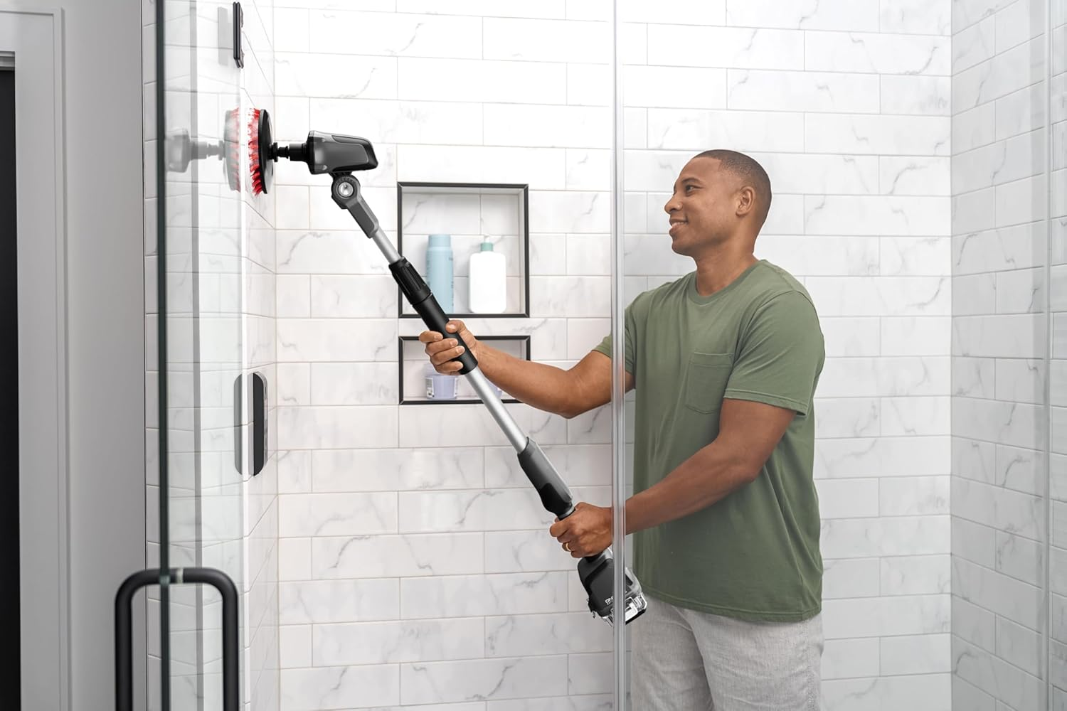 Hoover ONEPWR Telescopic Cordless Scrubber, 1M+ Extended Reach, Electric Spin Scrubber for Grout, Tile, Shower, Boats and Outdoor Cleaning, with Rechargable Battery image number 1