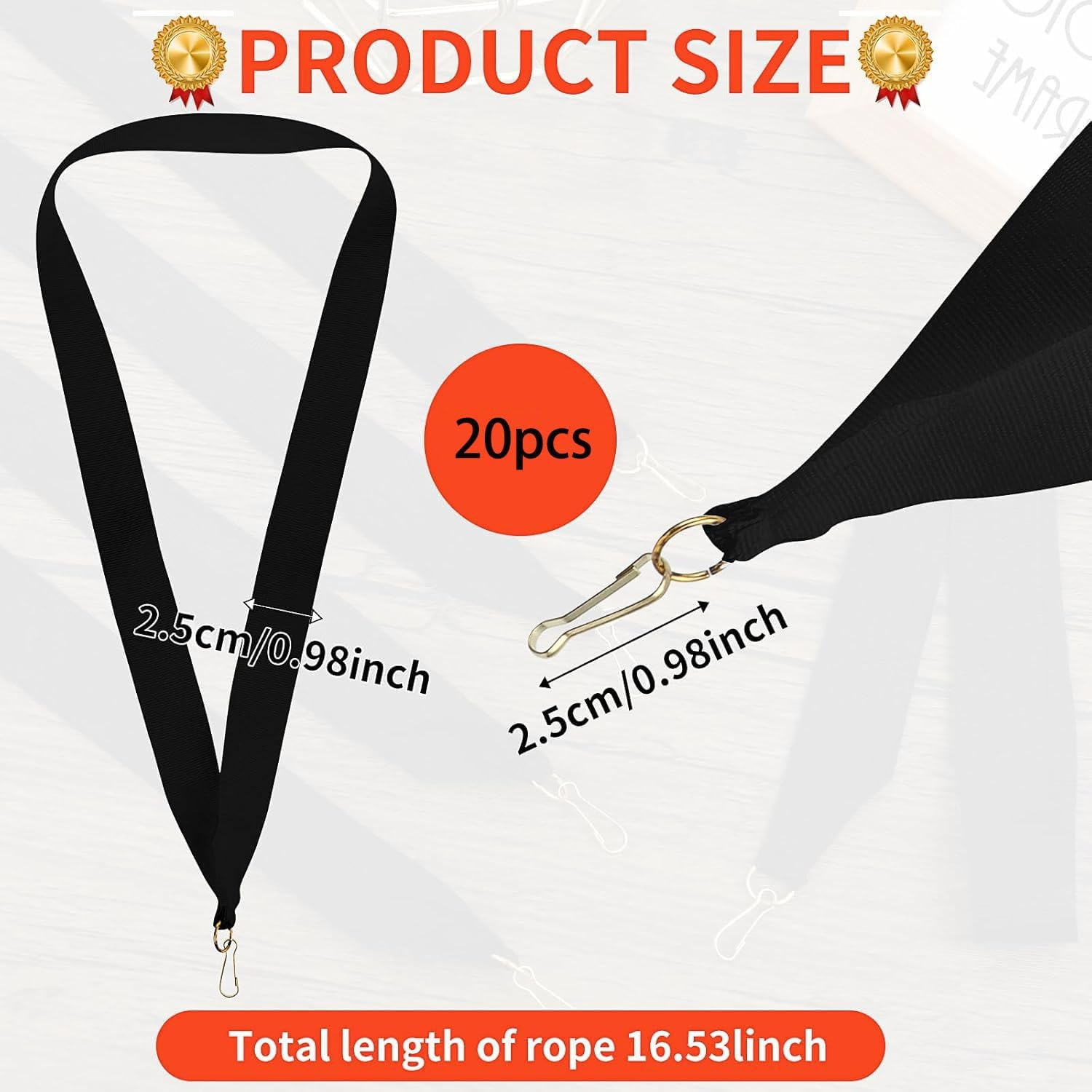 Songholee 20Pcs Medal Lanyard Awards Ribbons Award Ribbons Medal Neck Ribbons Flat Neck Ribbons Lanyard Keychain Hook Tie Competition Award Ribbon Rosette Polyester Sports