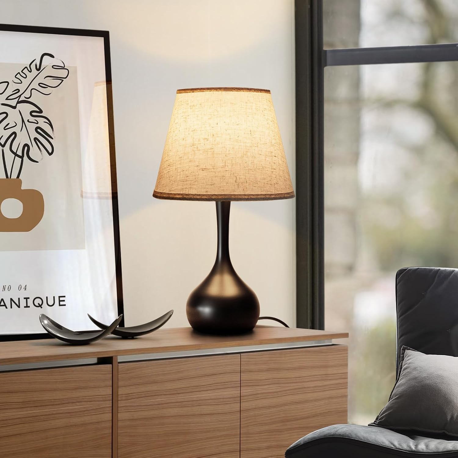 Wydzanthic Touch Bedside Lamp for Bedroom, 3-Way Dimmable Farmhouse Table Lamps for Nightstand with Fabric Shade, Desk Lamp for Kids Reading, Home Office image number 1