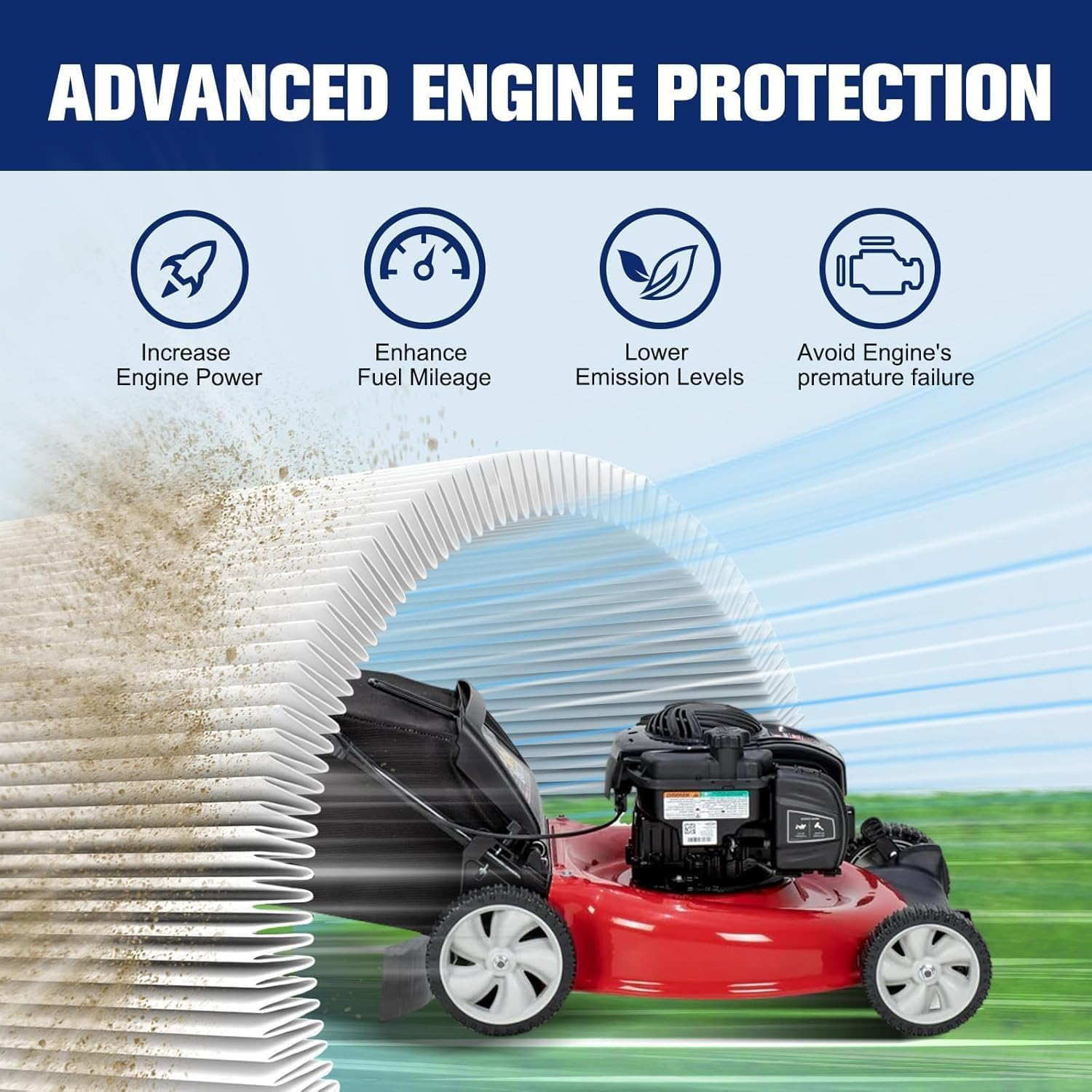 Tjhypernete 2Pcs Air Filter Cartridge, Lawn Mower Engine Filter Replacement, Optimized Air Filtration, Filter Element, Compatible with Briggs&Stratton Models 005419, 796254, 795066, 792038, 790388 image number 1