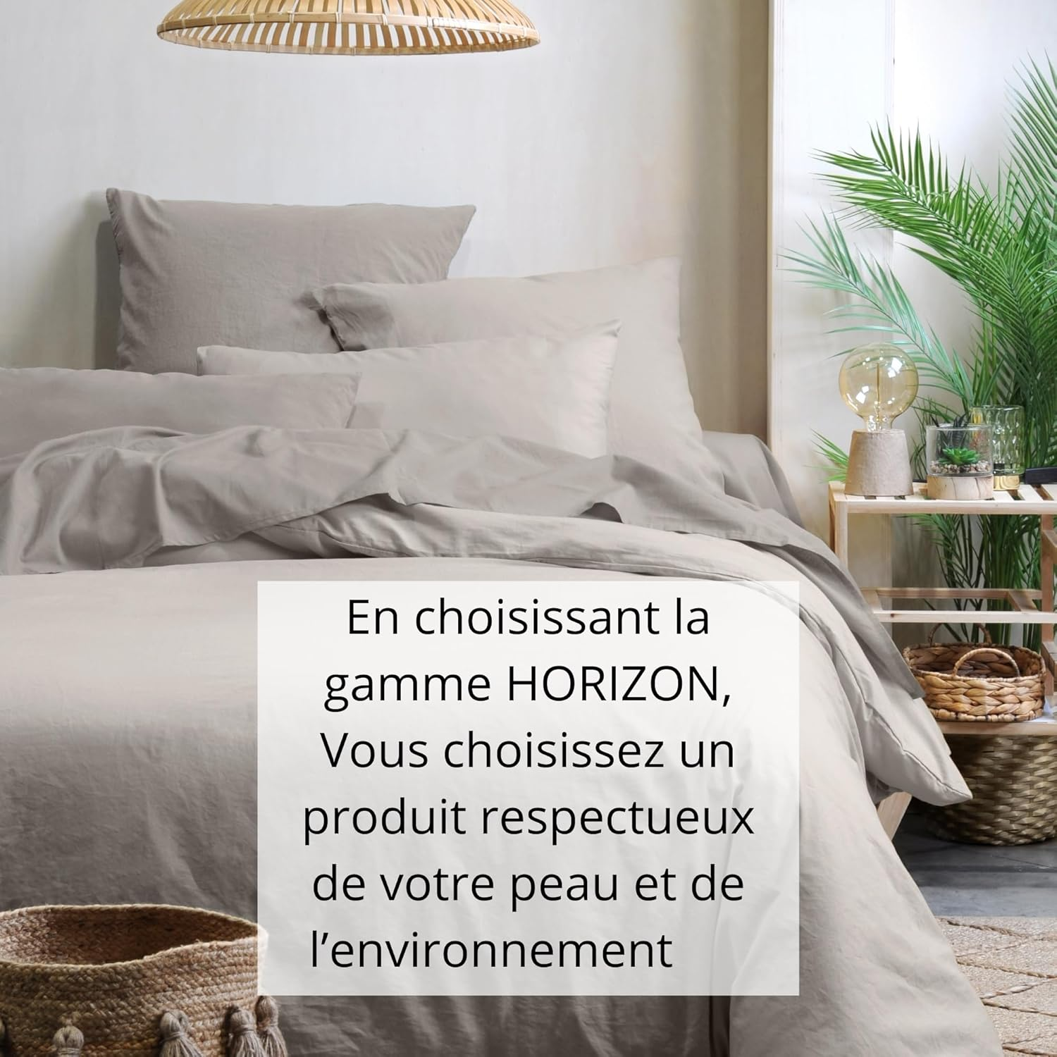 STOF - Pillowcase - Size 50 X 70 Cm - 100% Organic Cotton - Quality - Oeko-Tex Certified - Linen Colour - Horizon Model - Bed Linen for Home - Soft and Comfortable image number 2
