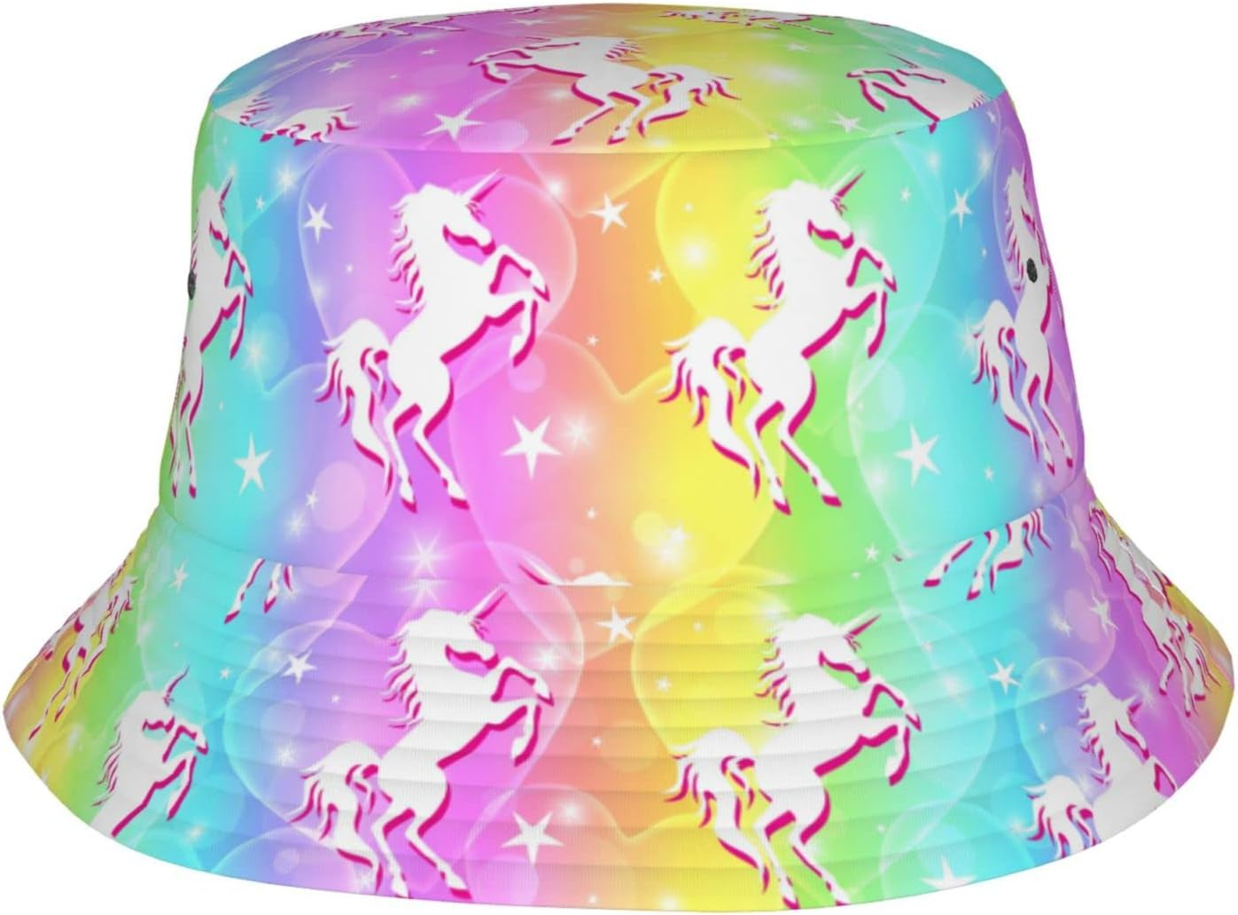 Fashion Unicorn Bucket Hat Rainbow Galaxy Print Sun Hat Packable Summer Unisex Outdoor Fisherman Hat for Women and Men
