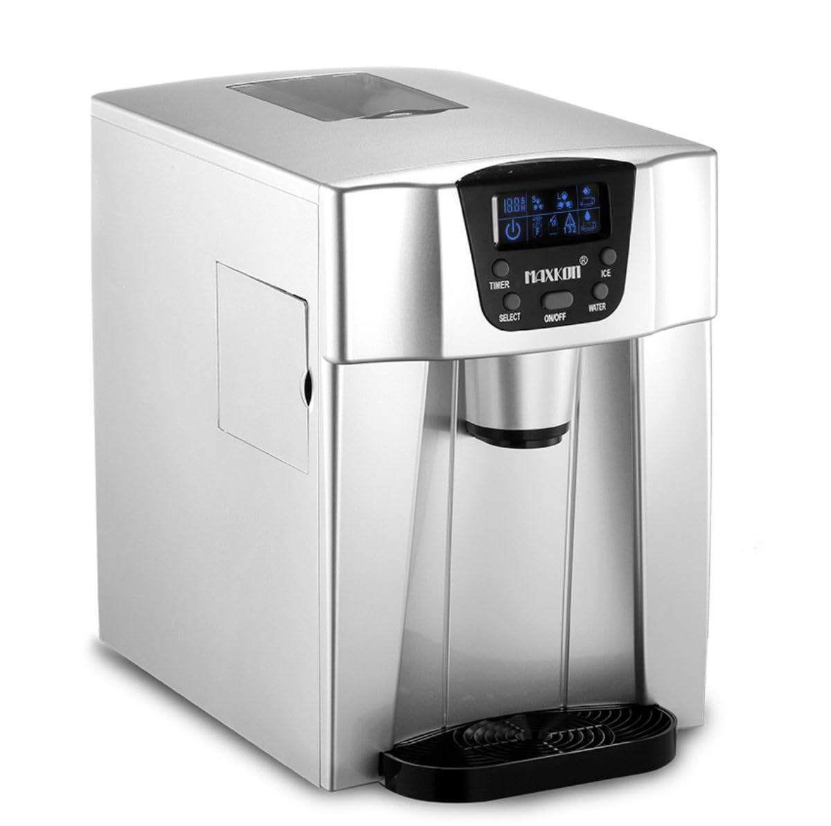 Maxkon 20Kg/24Hrs Countertop Ice Maker Machine Clear Cube Making,3.2L Water Tank Ice Making Machine, 2 Water Filling Ways, Stainless Steel Ice Machine for Home Office Bar Party Home Commercial