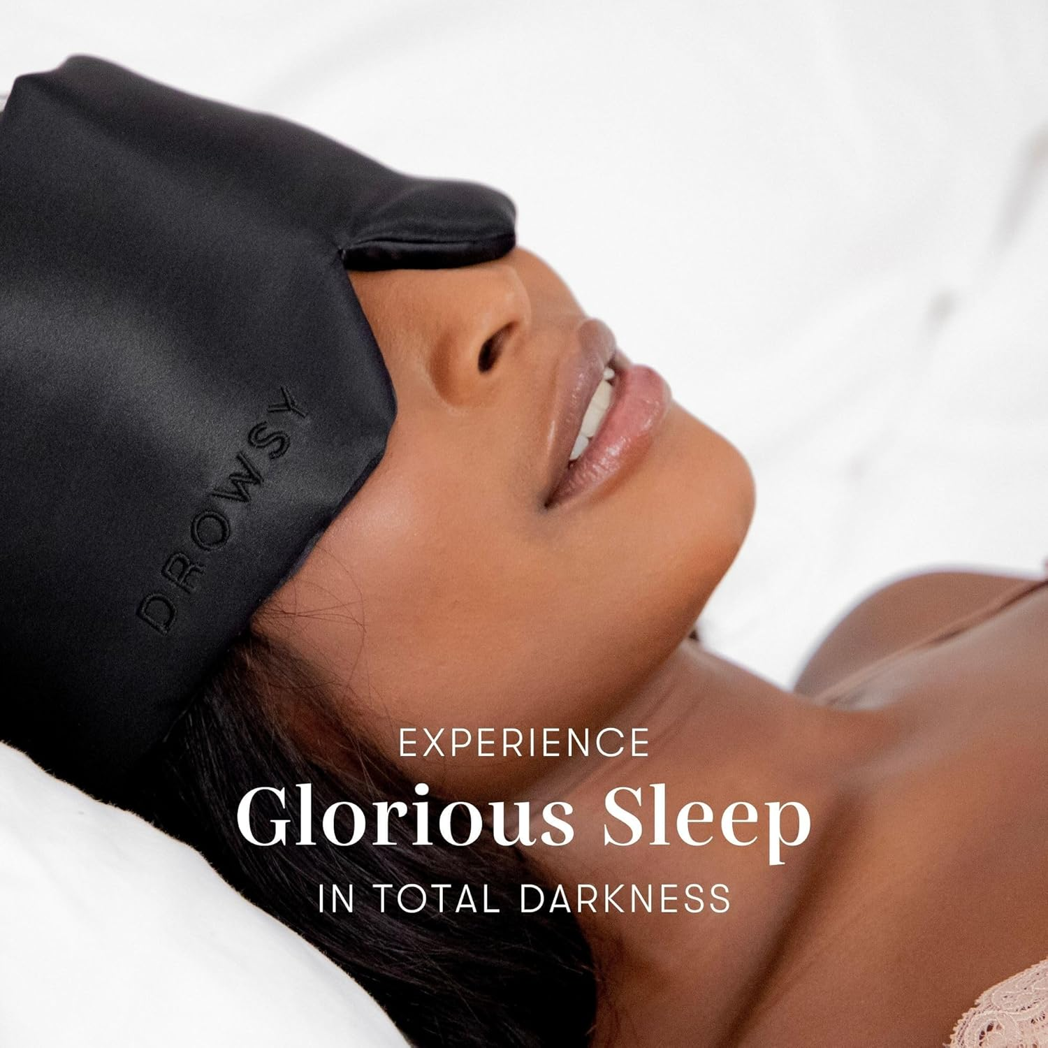 The Original Drowsy Sleep Co. 22 Momme, Mulberry Silk Eye Mask. Super Soft. anti Ageing. Complete Blackout. (Black Jade) image number 4
