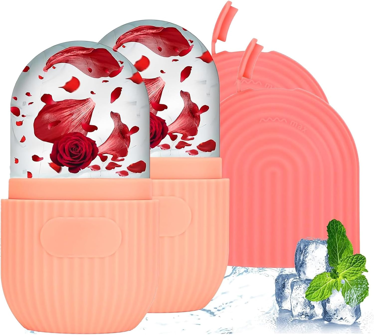 2 Pack Ice Cube Roller Massager for Face, Reusable Ice Face Roller,Eyes and Neck Naturally Conditioning and Skin Care,De-Puff Eye Bags,Reduce Migraine Pain,Reusable Massage Silicone Ice Mold