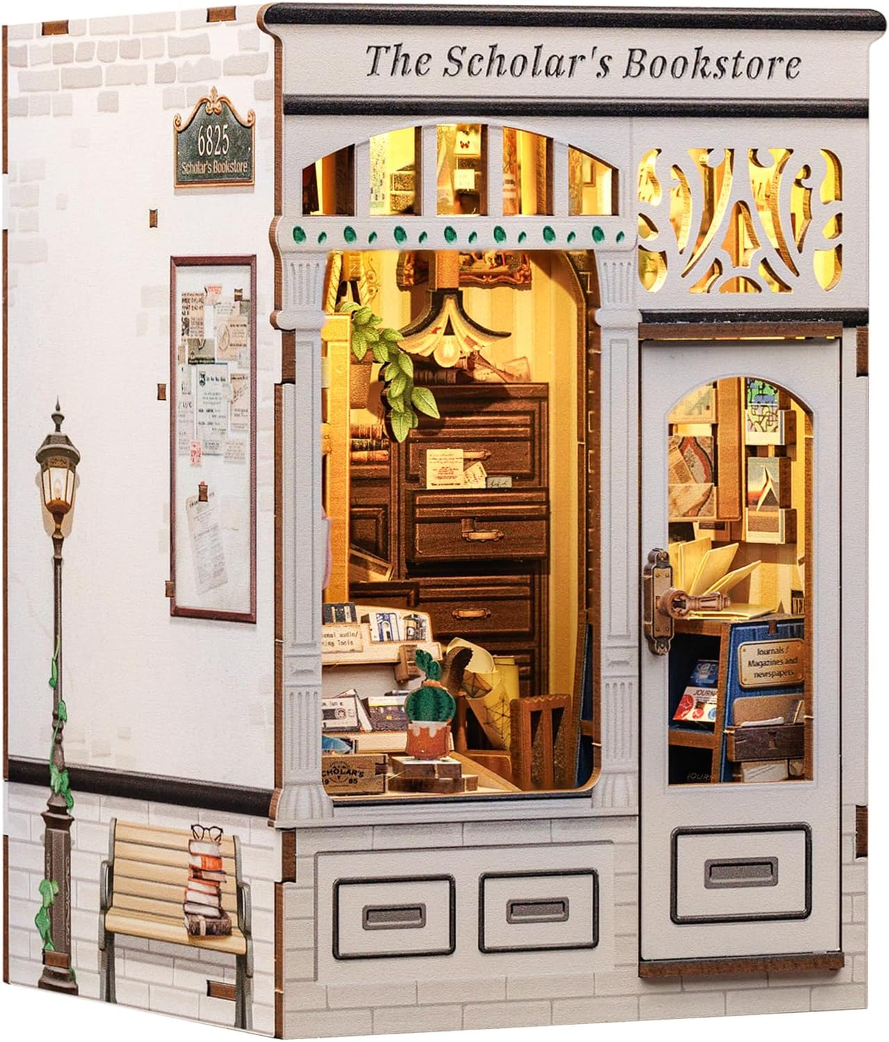 CUTEBEE Book Nook Kit - DIY Miniature House Dollhouse Kit for Adults and Teens, 3D Wooden Puzzle Booknook Build Bookshelf Decor for Family and Friends (The Scholar'S Bookstore) image number 5