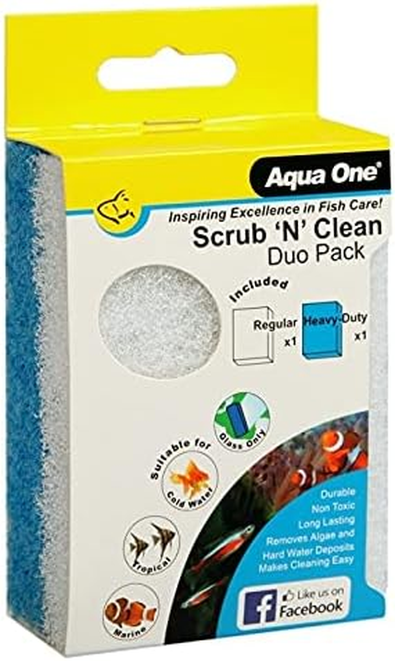 Fine & Coarse Aquarium Algae Pads Scrub 'N' Clean Duo Pack for Fish Tank Cleaning by Aqua One image number 1