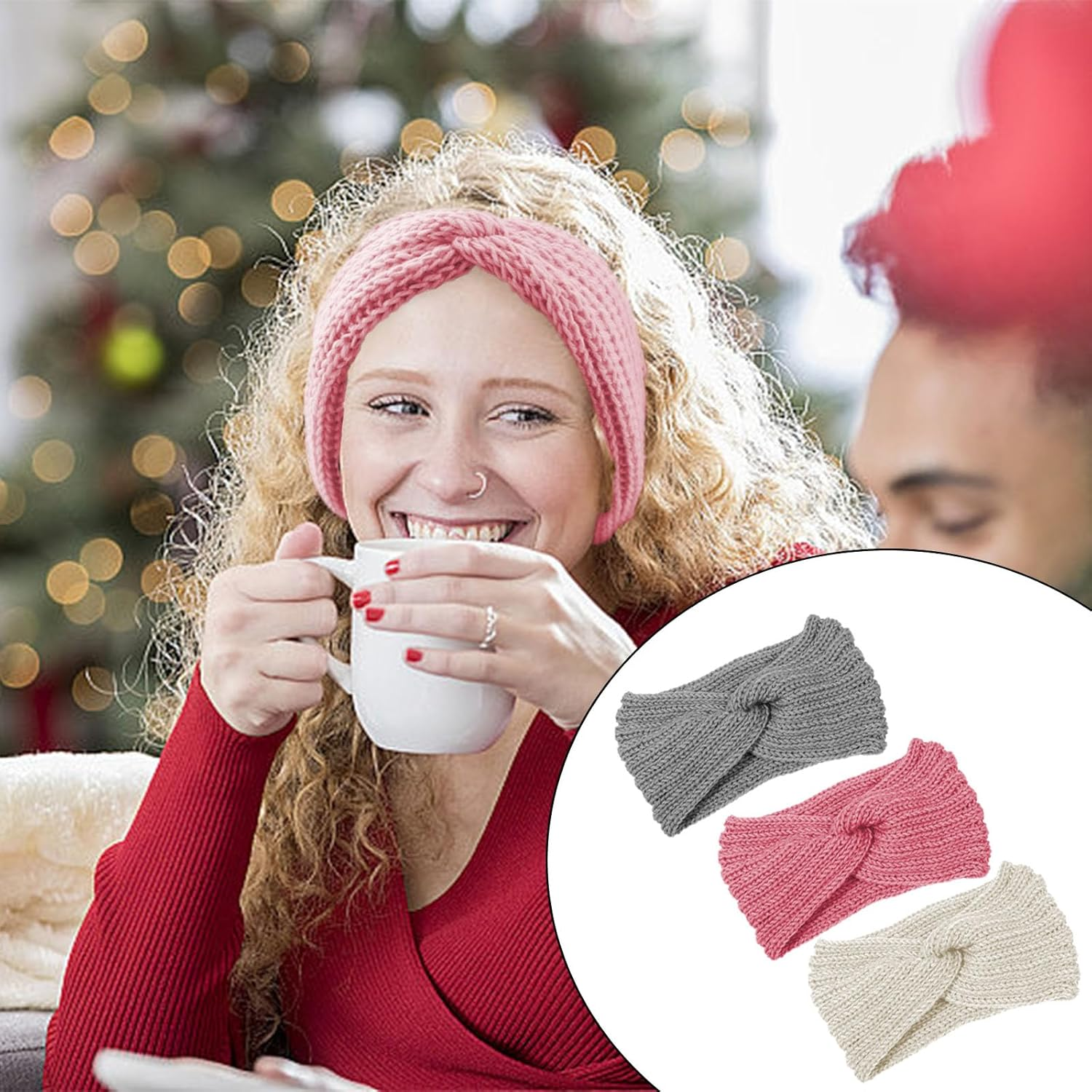 SSKHE Women'S Winter Knit Headband, Warm Winter Versatile Headband, Elastic Knitted Hairband, Pack of 3