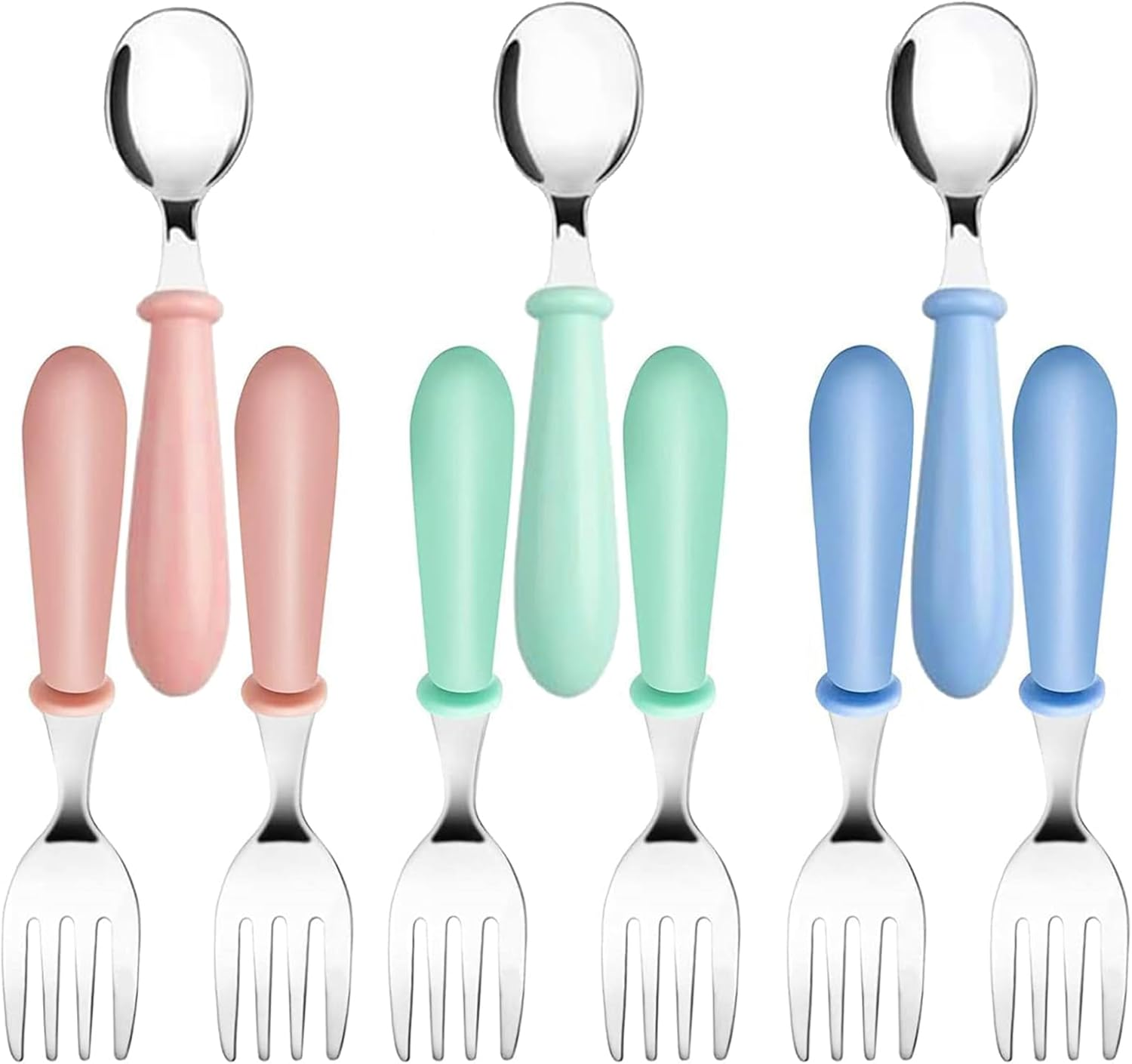 Sandinal 9 Pieces Toddler Forks Toddler Cutlery, Stainless Steel Baby Forks image number 1