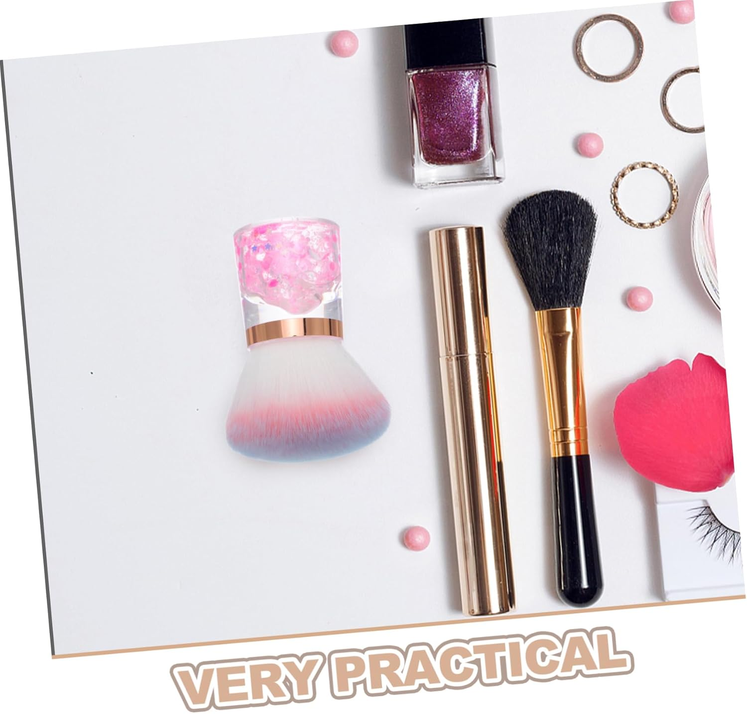 EPIGEIST Flower Shape Nail Dust Brush for Nail Art Soft Portable Powder Remover Duster Optimized Grip Cleaning Tool and Makeup Easy Maintenance Professional Manicure Accessory image number 6