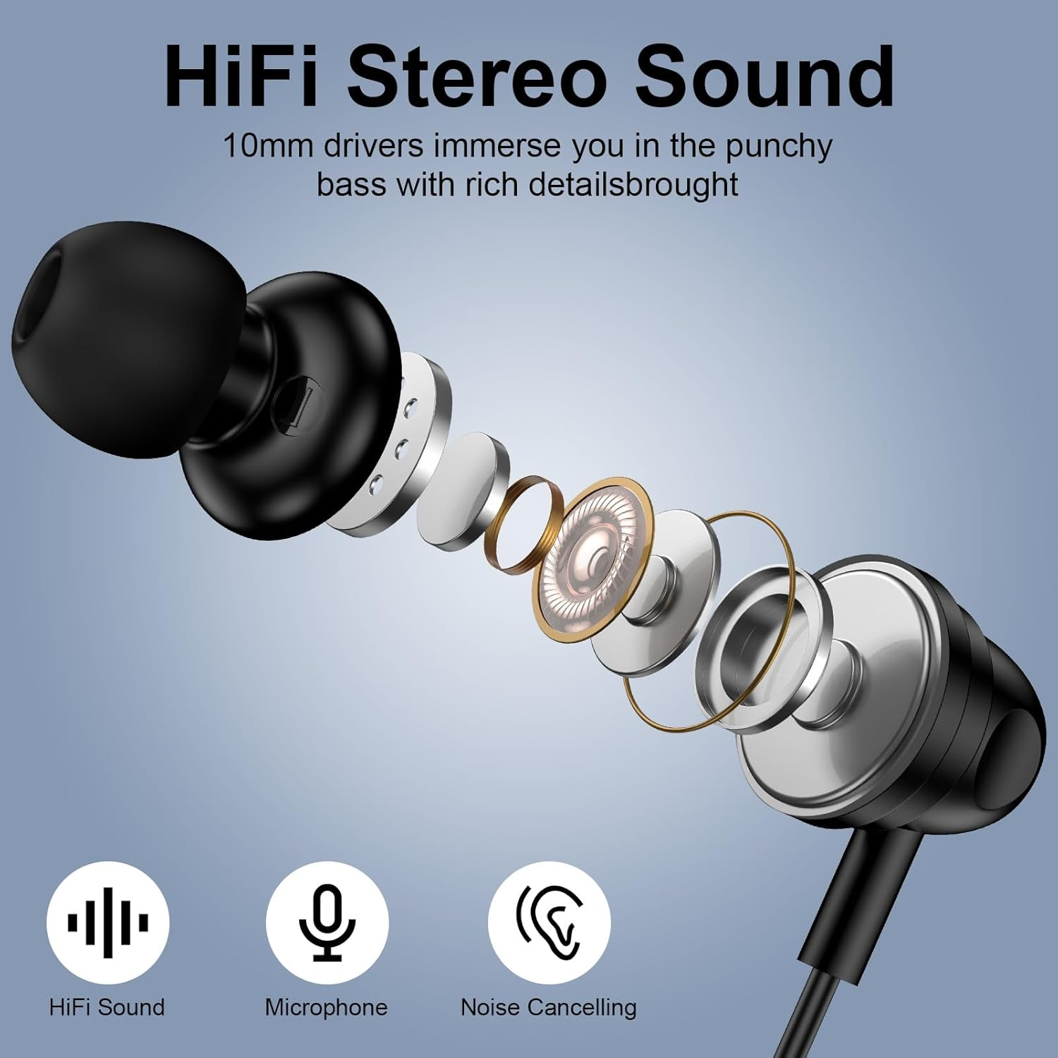 USB C Headphones Wired for Iphone 17 Air 16 15 Pro Max Plus, Wired Earbuds In-Ear Type C Earphone with Microphone for Samsmung Galaxy S25 Ultra S24 S23 FE S22 S21 A16 A17 A35 A36 A53 A54 A55 A56 5G - Black image number 3