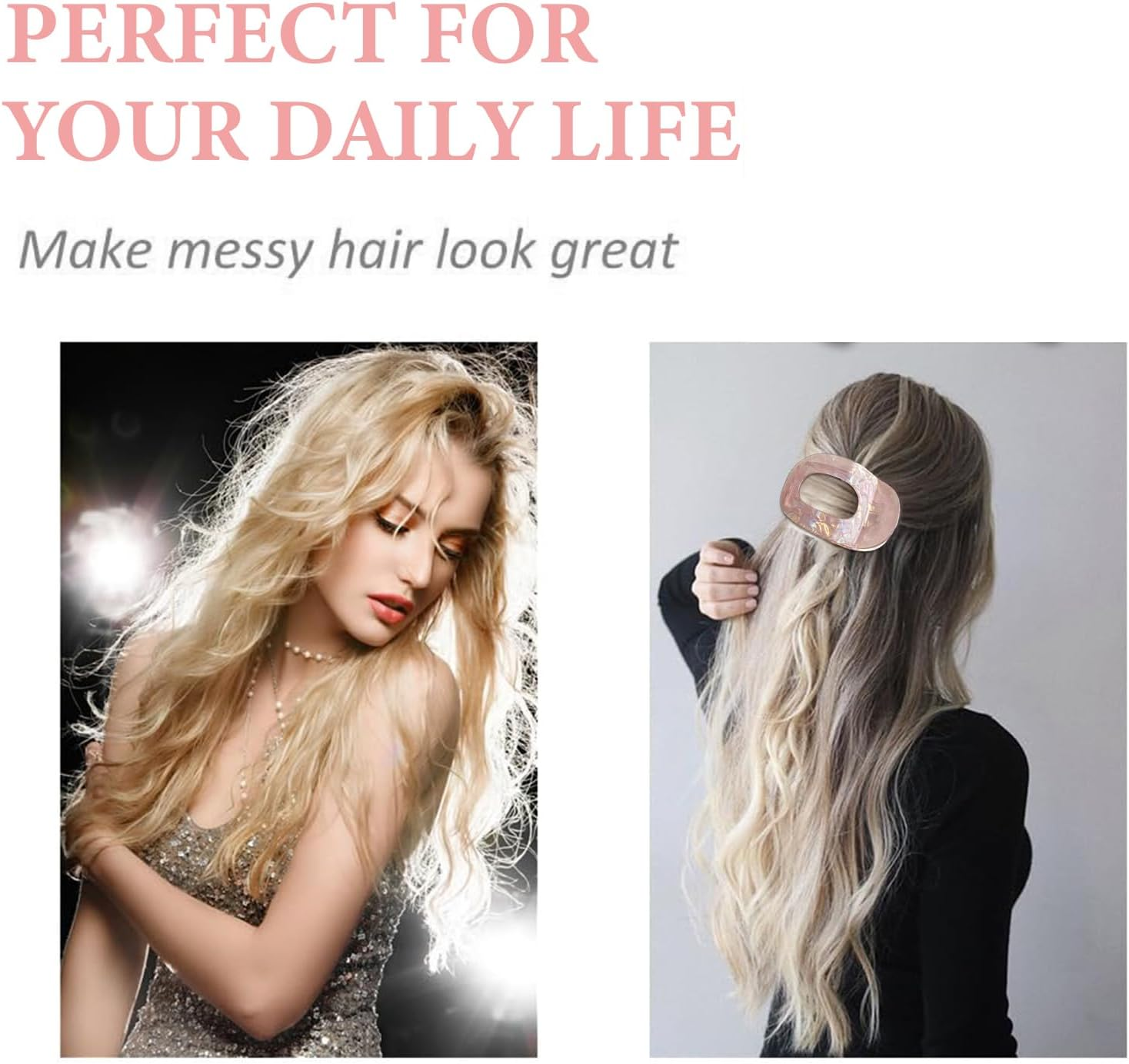 Yeomju Pack of 4 Acetate Flat Hair Clips, Flat Claw Clip for Women, Candy Colour Lay down Hair Clip for Thick and Thin Hair, Comfortable, Curved Flat Clips image number 6