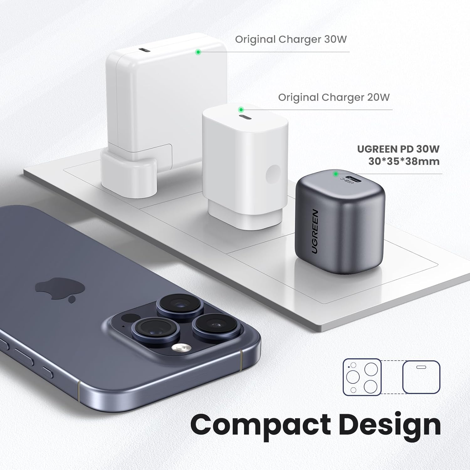 UGREEN Mini 30W USB C Charger Nexode Gan II PD Fast Charging Block PPS Type C Power Adapter AU Plug for Iphone 16 Pro Max/16 Plus/15/14/13/12, Galaxy S24 Ultra/S23, Pixel 9/8, Ipad Air/Pro, Airpods image number 4