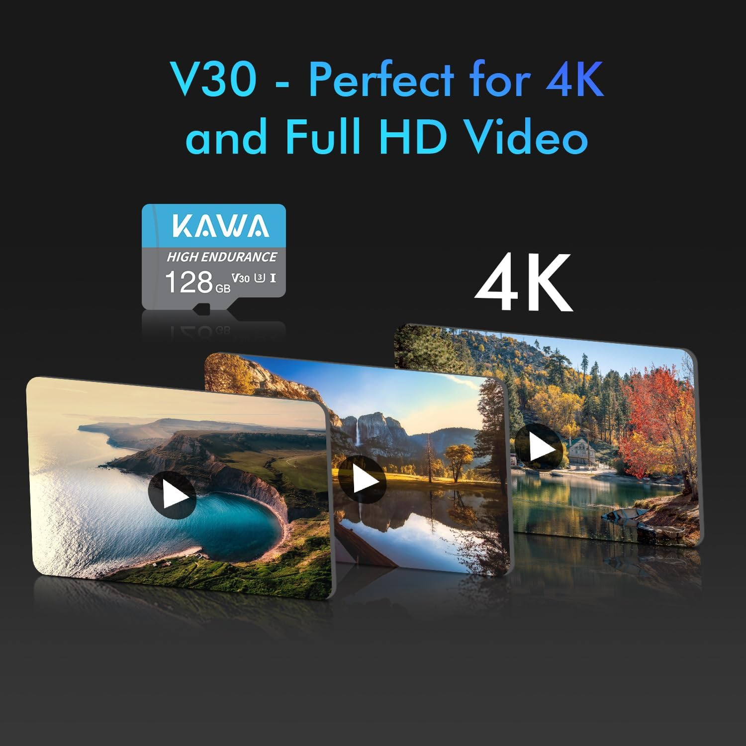 KAWA 128GB Micro SD Card, High Endurance Video Monitoring Card, Microsdxc Flash Memory Card, A1, U3, Class10, V30, High Speed TF Card for Dashcam, Security Camera, Phones, Tablets, Drones image number 6