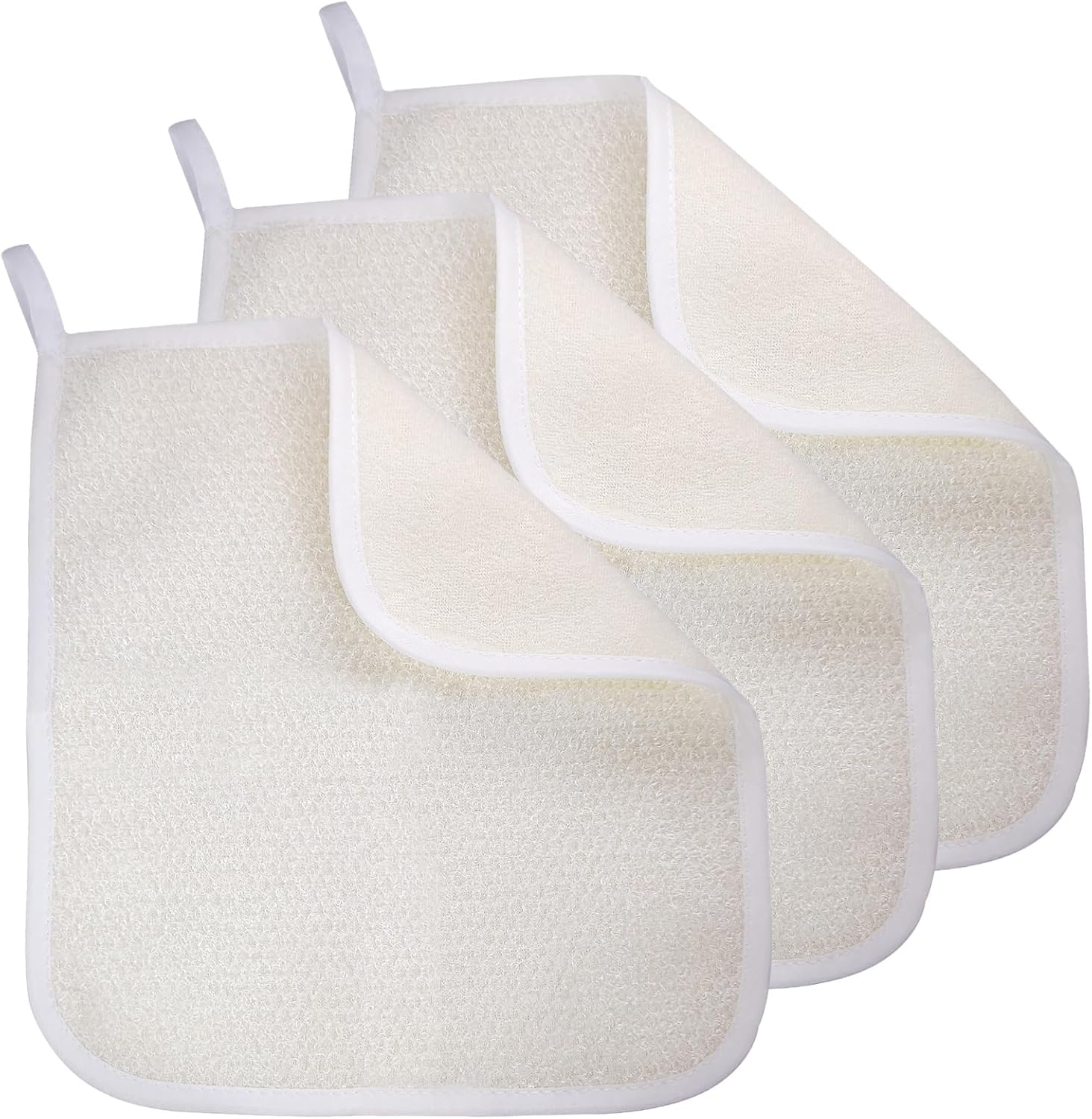 Exfoliating Washcloth (3 Pack), Shower Cloth for Body and Face Exfoliator Scrubber, Two Sides Exfoliate Shower Rag Wash Cloths Nylon Cotton Loofah Sponge Scrub Towel Estropajos Para El Cuerpo image number 4