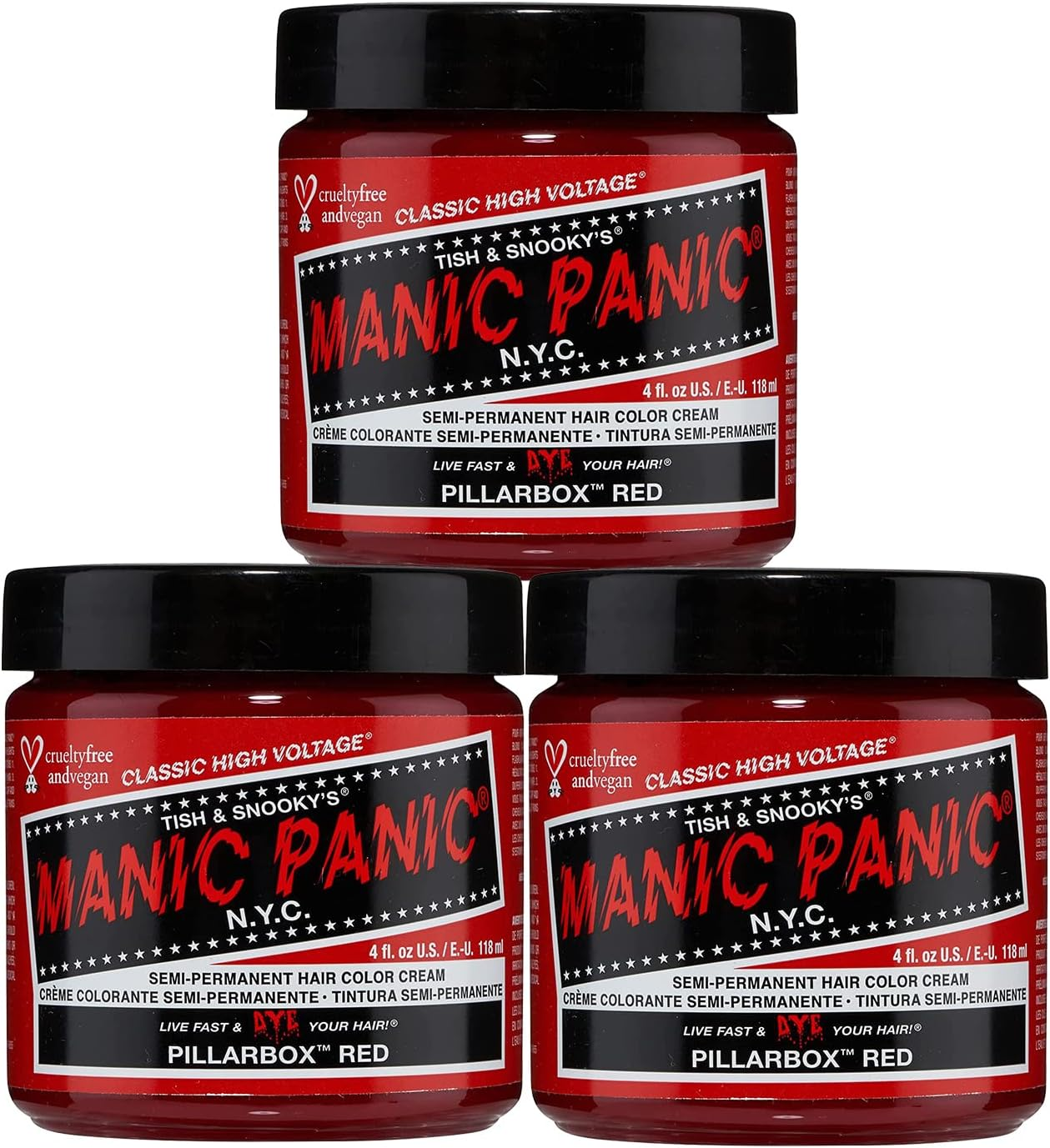 MANIC PANIC Classic Pillarbox Red Semi Permanent Hair Color - True Red Hair Dye for Women & Men That Lasts 4-6 Weeks - Vegan, Ammonia & Cruelty-Free - Create & Mix Custom Shades (4Oz / 3Pk) image number 5