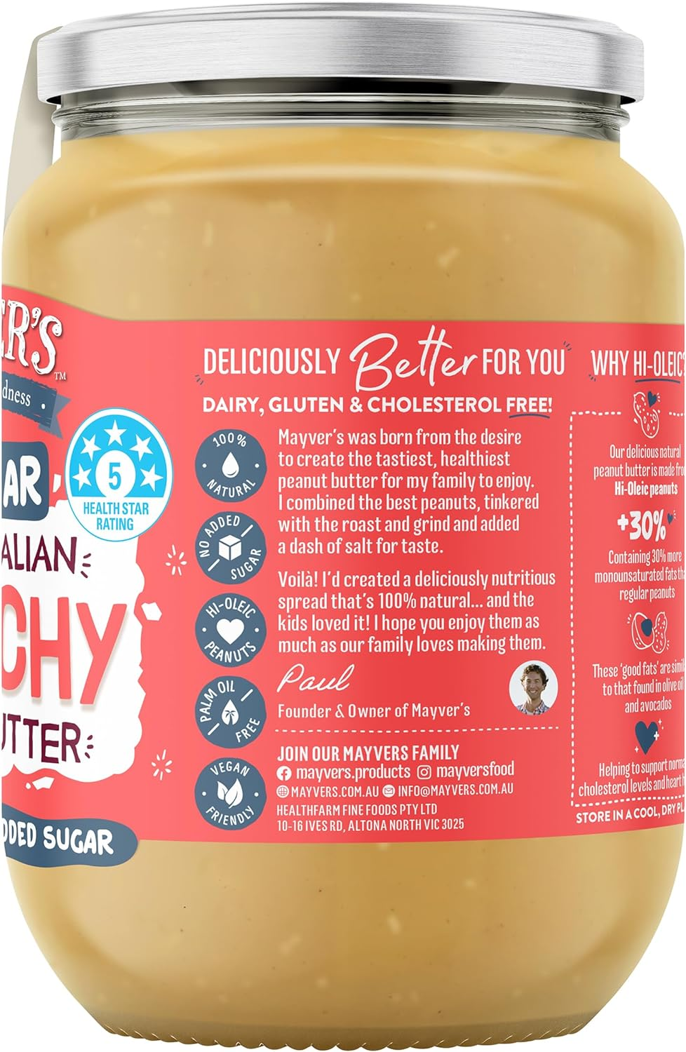 Mayver'S Dark Roasted Crunchy Peanut Butter 750 G
