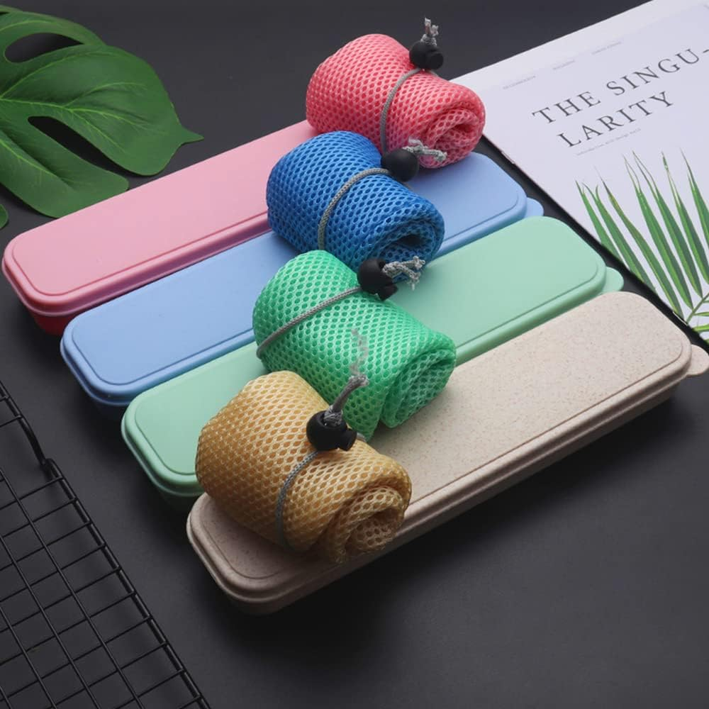 8PCS Portable Stainless Steel Straw Tableware Dinnerware Travel Camping Cutlery Green image number 1