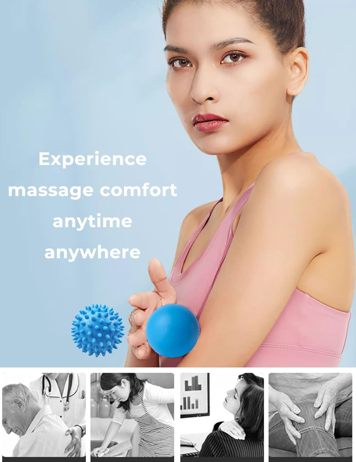 Wayfurr Massage Ball Set &ndash; 2 Pack Smooth Lacrosse Ball & Spiky Massage Ball for Myofascial Release, Deep Tissue Massage, Plantar Fasciitis Relief image number 6