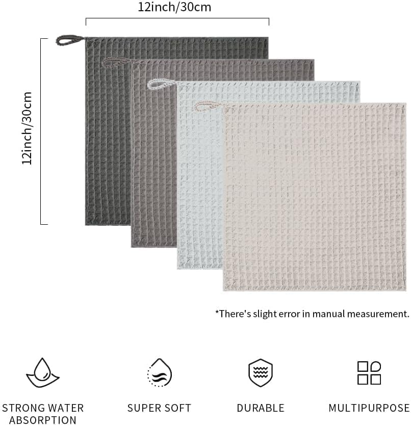 Watchget Barista Microfiber Cloths - 4 Pack (12"X12") Professional Cleaning Towels for Espresso Machines, Steam Wands & Countertops Essential Coffee Bar Accessories image number 2