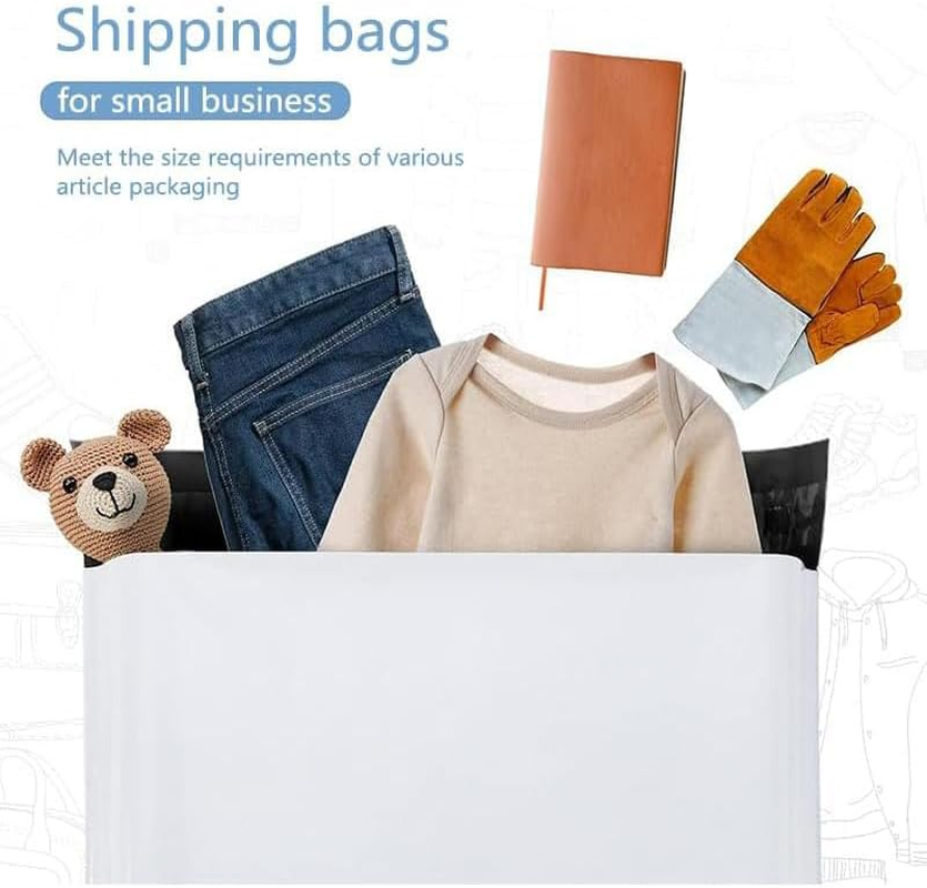 Idopick 100 Pack Poly Mailers Packing Bags, Self-Sealing Shipping Bags Strong Adhesive Shipping Bags for Clothing, Durable Thick Mailing Envelopes in Withe(15X20Cm) image number 4