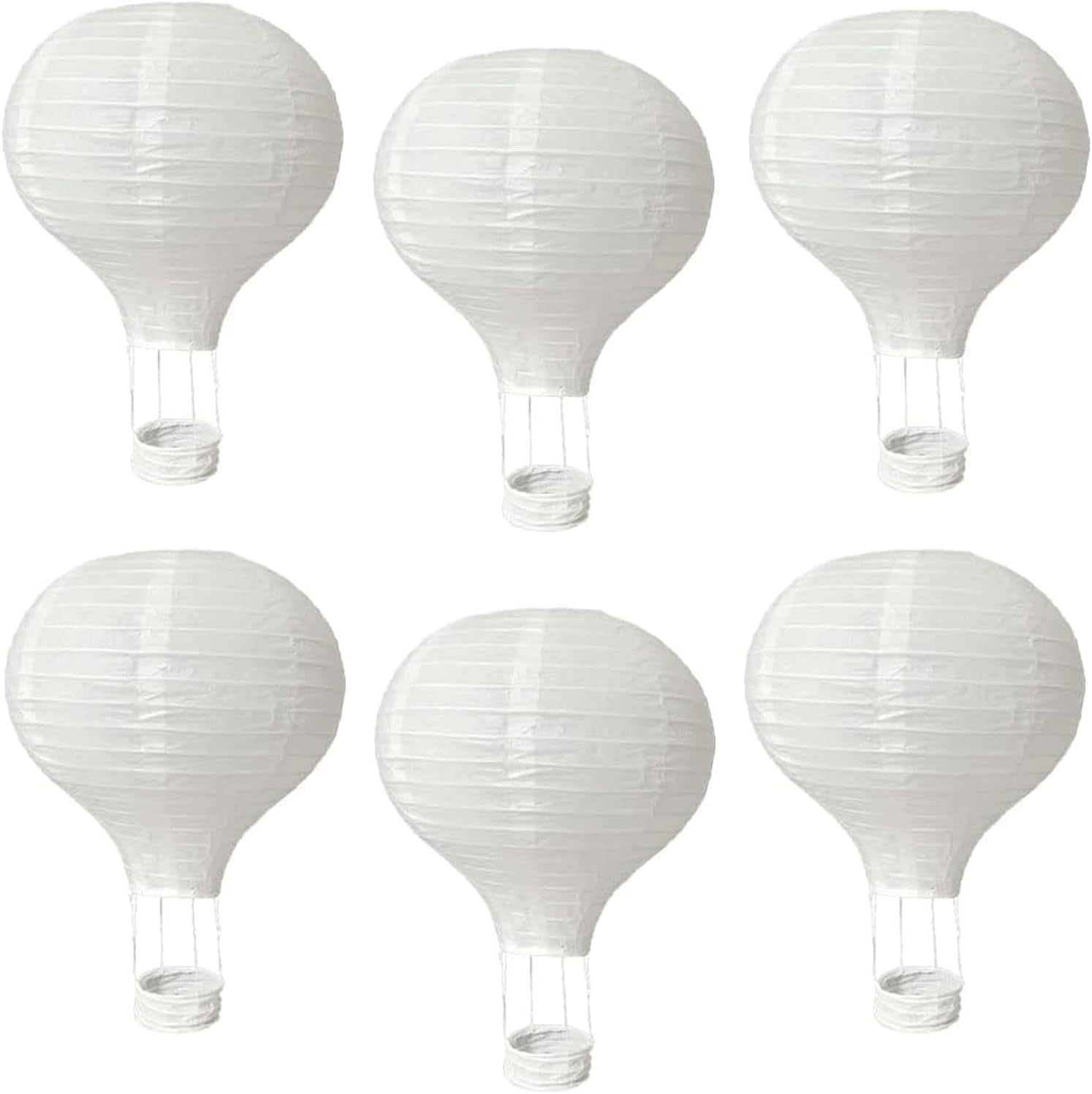 (6 Packs) 12-Inch White Paper Lanterns Decorative Chinese/Japanese Hanging round Paper Lanterns Lamp for Birthday, Wedding, Christmas Xmas, Bridal, Home Decor, Party Decoration (Hot Air Balloon) image number 2