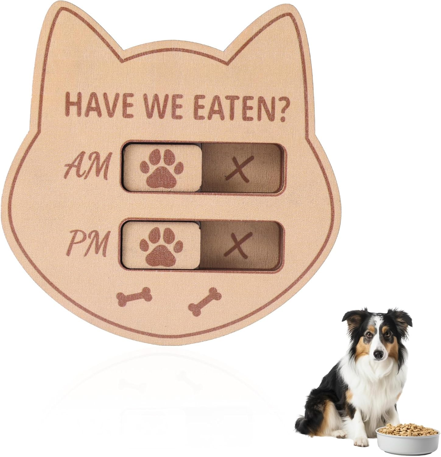 Gosknor Magnetic Pet Feeding Reminder, 4.72X4.72In Have We Eaten Sign AM PM Feed Chart Tracker with Yes No Option for Fridge Prevent Dog Cat over or under Feeding image number 3