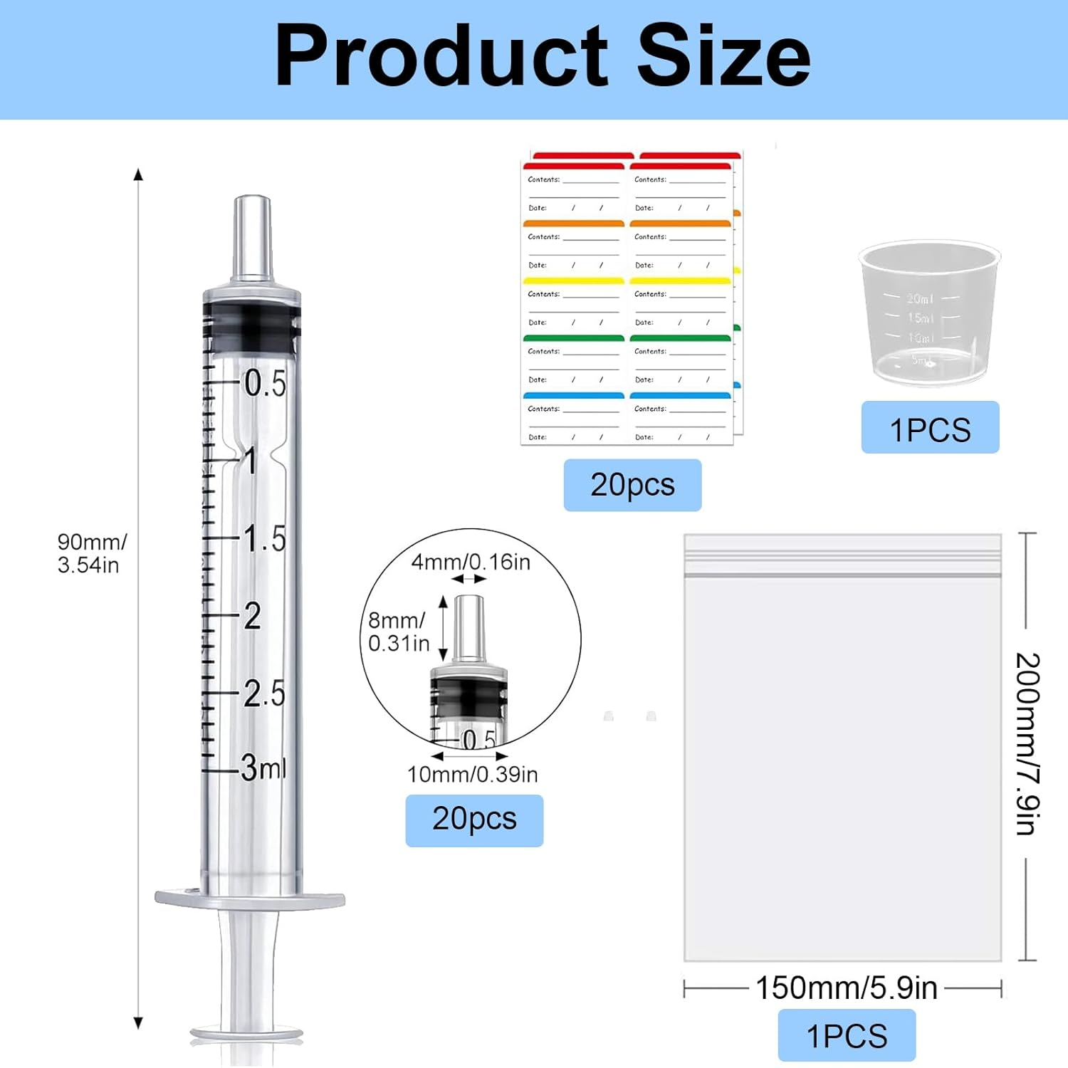 42 Pieces 3Ml Colostrum Syringes with Caps, Colostrum Collector Kit Include 20Pcs 3Ml Sterile Syringes, 1 Measuring Cup, 1 Storage Bags, 20 Labels image number 4