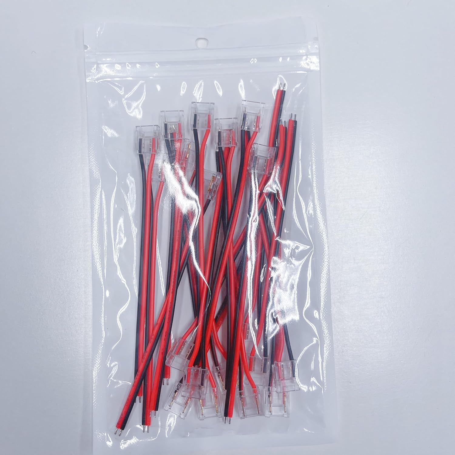 Clearhill 8Mm 2Pin 20Pcs Press-In Assembly COB Led Strip Connectors,Ultra Slim,Strip to Wire Connectors + 10Cm Cable for Single Color 5V/12V/24V Light Strips,Transparent Terminal,Safe Connection. image number 3
