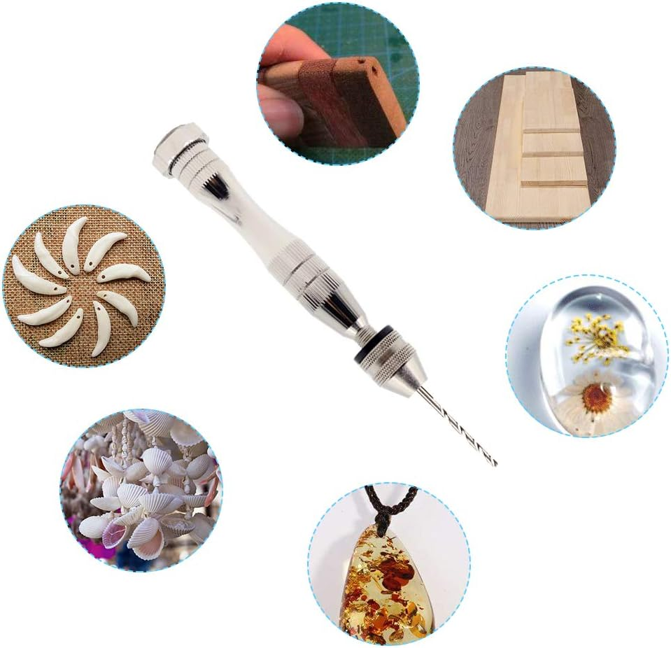 Hand Pin Vise with 20 Pcs Drill Bits, Finegood Precision Hand Drill Rotary Tool with Mini Twist Drill Bits Set for Resin Casting Molds, Jewelry Wood Plastic Making image number 2