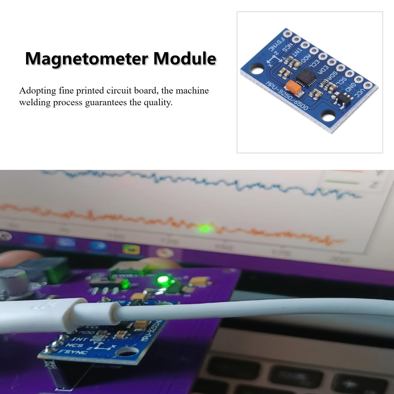 MPU 9250 9 Axle 16 Bit Gyroscope Acceleration Magnetic Sensor 3~5V for Accurate Measuring, GY9250 High Precision Magnetometer Sensor,16 Bit Output Gyroscope Accelerometer Combo image number 4