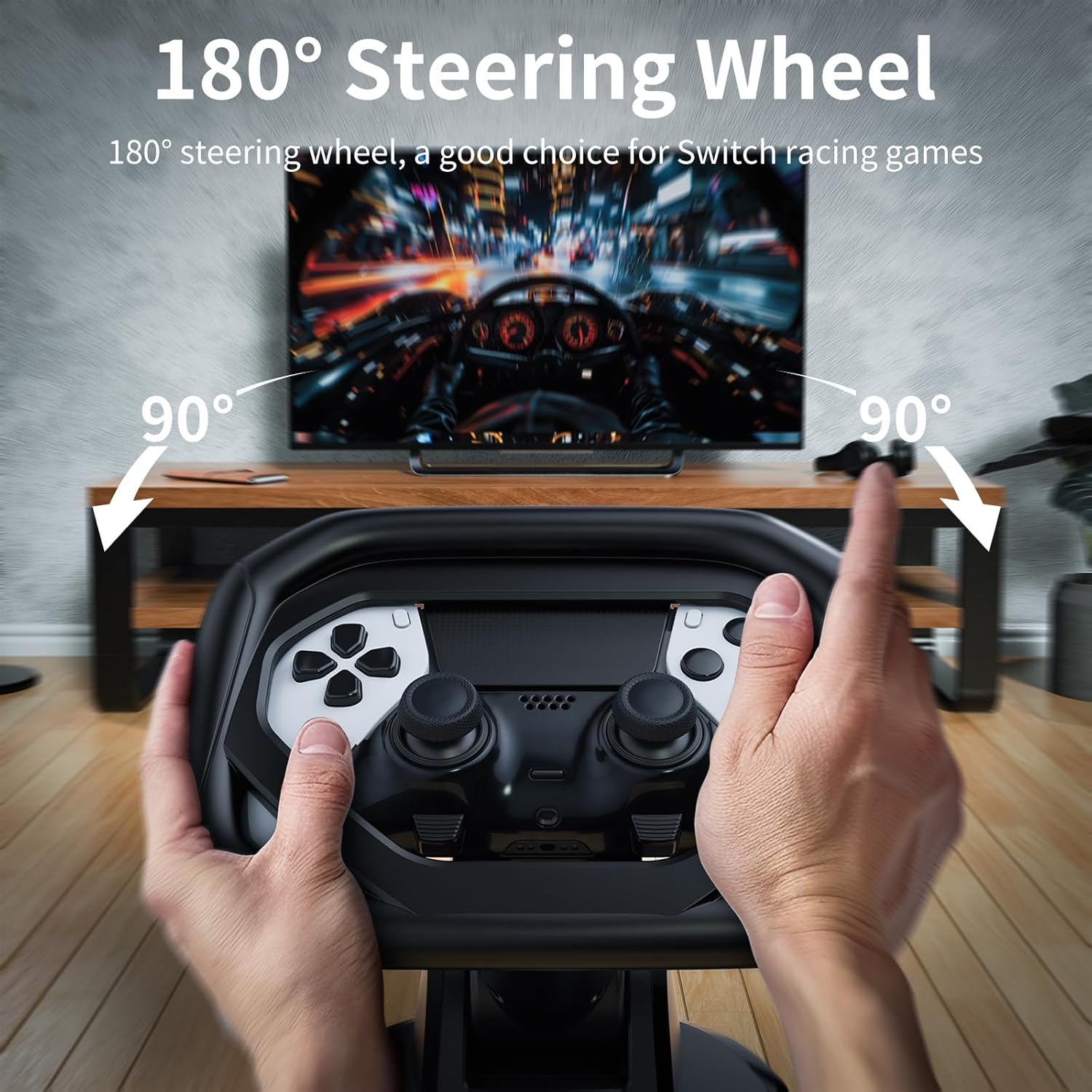 HONCAM Steering Wheel for PS5/PS5 Elite Controllers, Racing Wheel Table Attachment with 4 Suction Cup for Sony Playstation 5 Dualsense Controller, Playstation 5 Accessories Enhanced Stability for Immersive Racing Games, Black image number 3