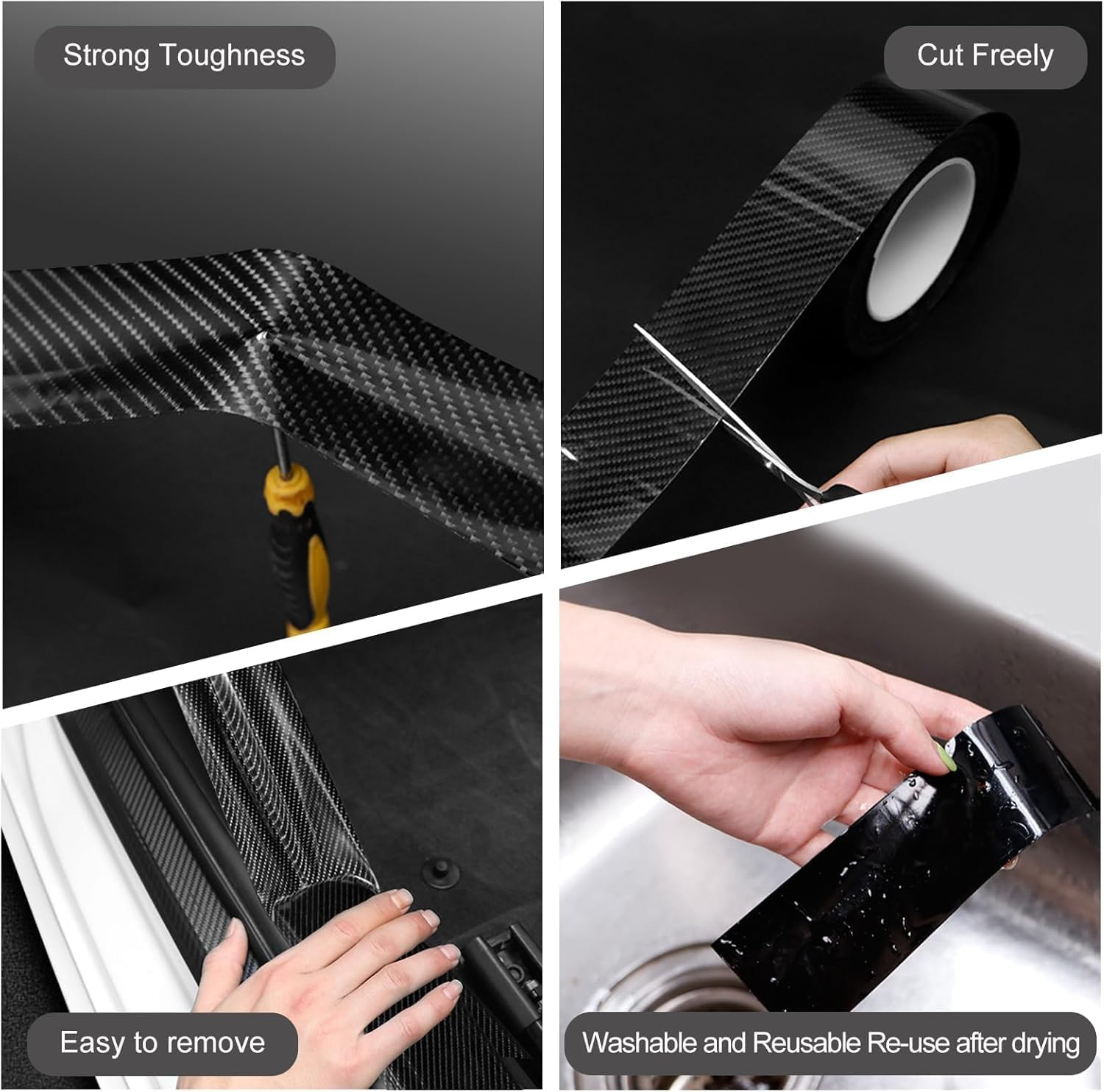 Universal Car Door Edge Guard Door Sill Protector, Automotive Anti-Collision Strip for Car Door Edge/Front and Rear Bumper/Door Sill Protector, Fits for Most Car, Black (5Cmx10M / 2In X 33Ft) image number 3