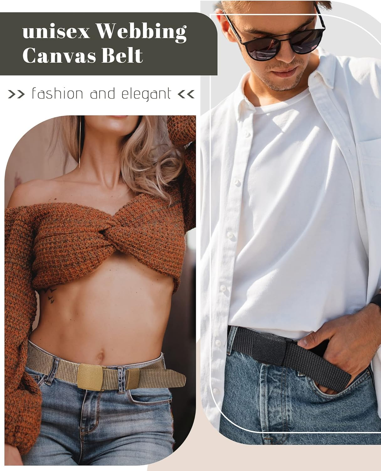 Geyoga 16 Pack Nylon Belts for Men Military Tactical 1.5 Inch Webbing Canvas Outdoor Web Belt with Plastic Buckle Gift for Men Women, White image number 6