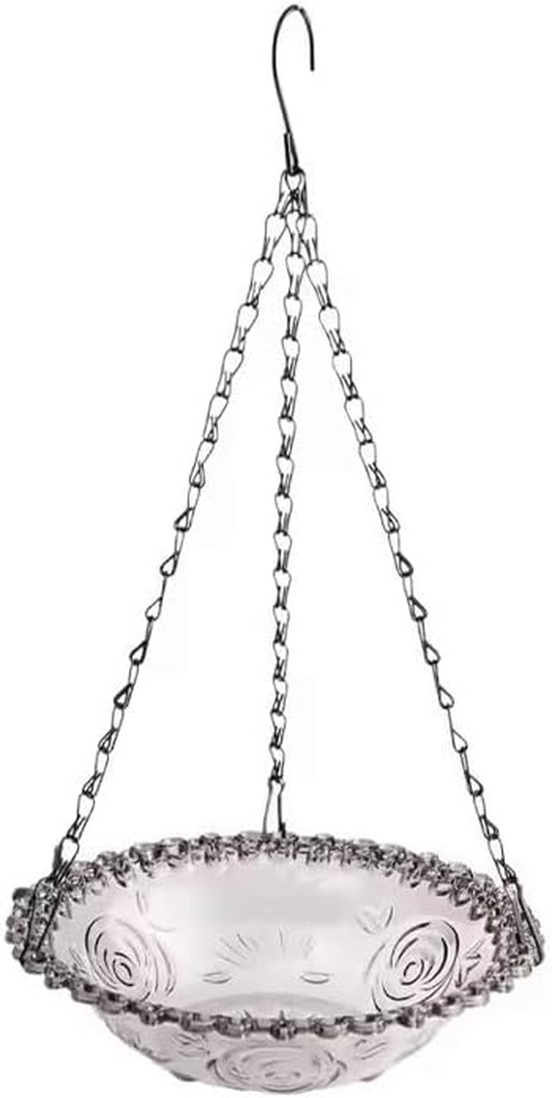 AIMALL Hanging Bird Bath & Feeder, Glass Bowl with Metal Chain, Outdoor Bird Water Feeder for Balcony, Garden, and Fence, Decorative Hanging Bird Tub