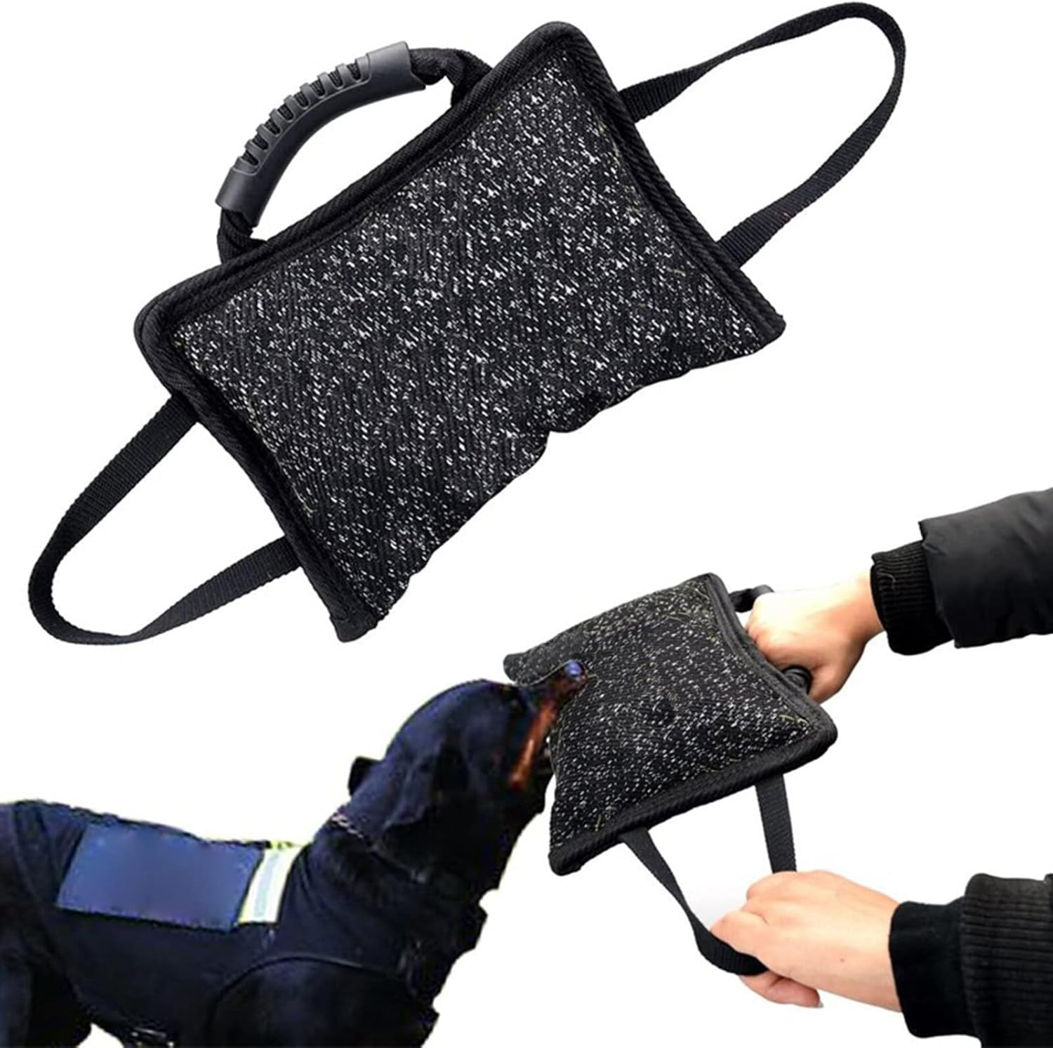 NCONCO Pet Dog Biting Tug Toy Durable Dog Leash Biting Cushion Dog Pull Toy with 3 Handles for Dog Training