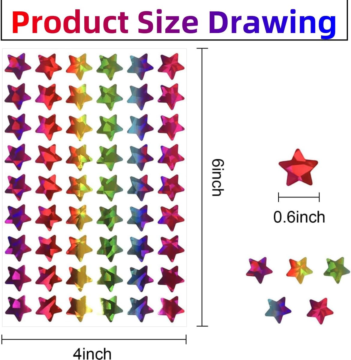 45PCS Holographic Rainbow Little Star Stickers, a Total of 2160 Little,0.6In Star Sticker Crafts Classroom Office Cute Stickers, Reward Stickers to Motivate Sticker Behavior image number 2