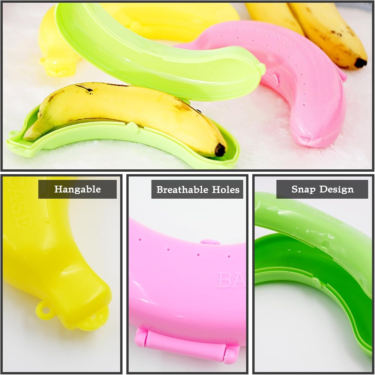Portable Banana Holder Banana Boxes,3Pcs Banana Protector Storage Case Banana Box,Banana Case Banana Protector Banana Holder Banana Box,Plastic Banana Protector Box Banana Case Banana Container Box image number 6
